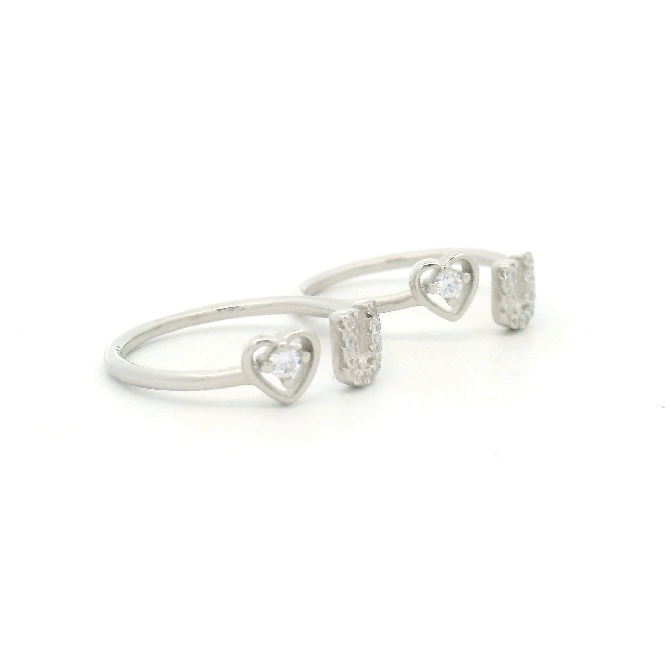 Elegant Silver Heart CZ Toe Rings