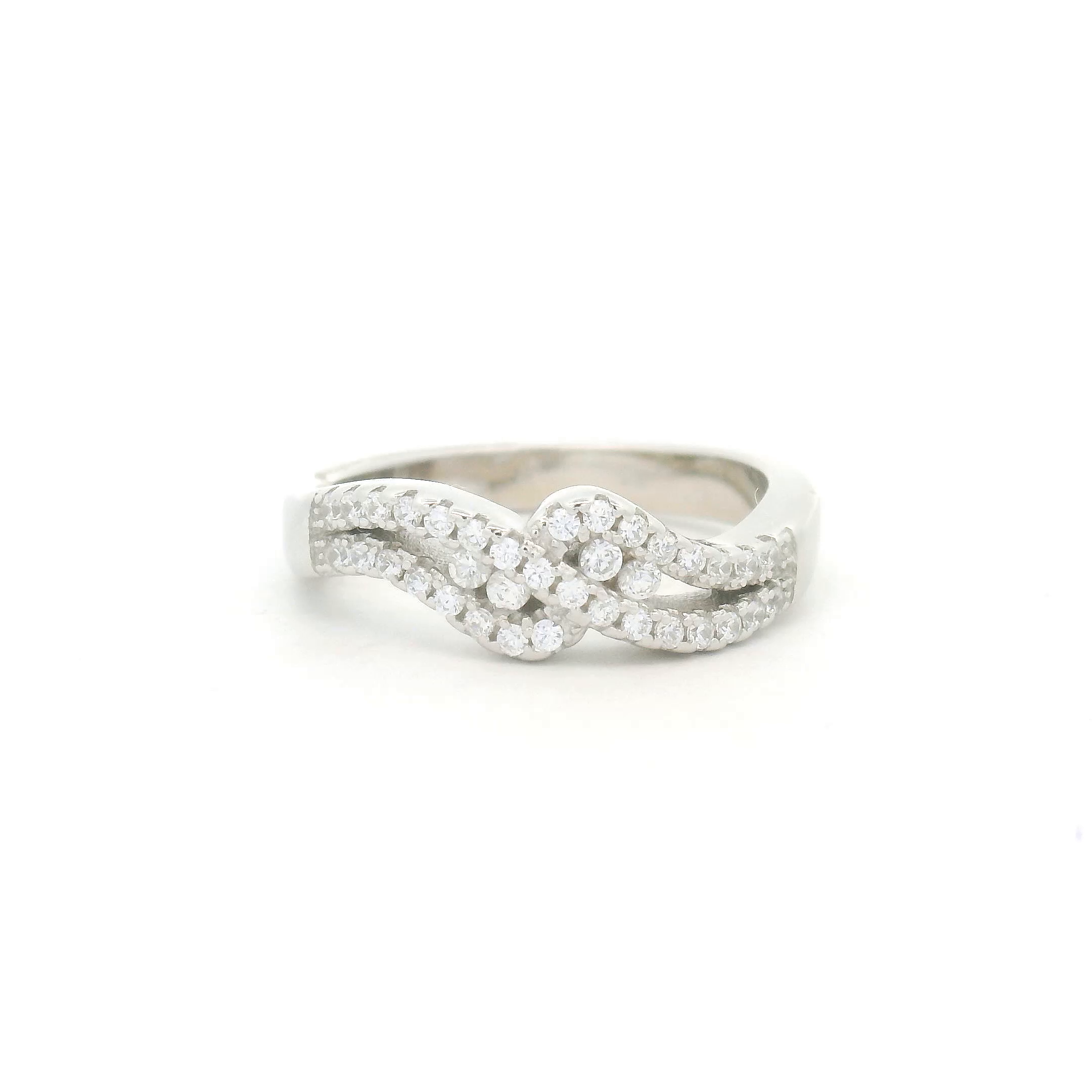Silver Diamond Wave Ring