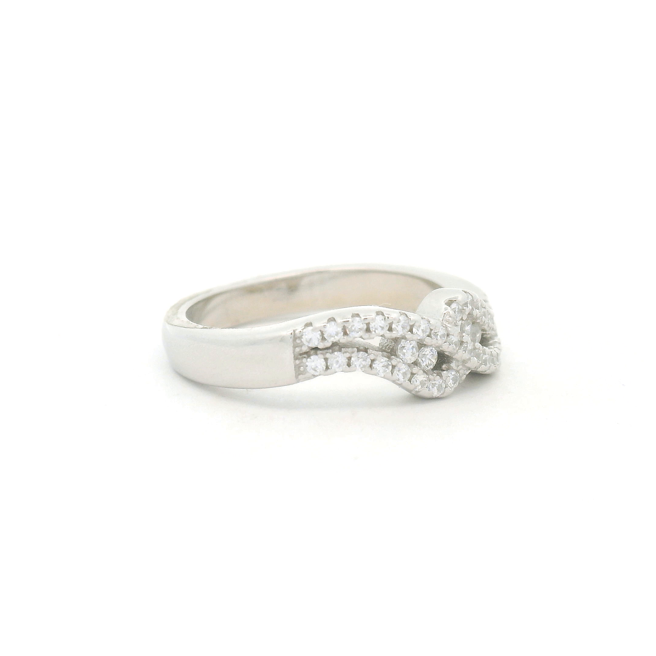 Silver Diamond Wave Ring