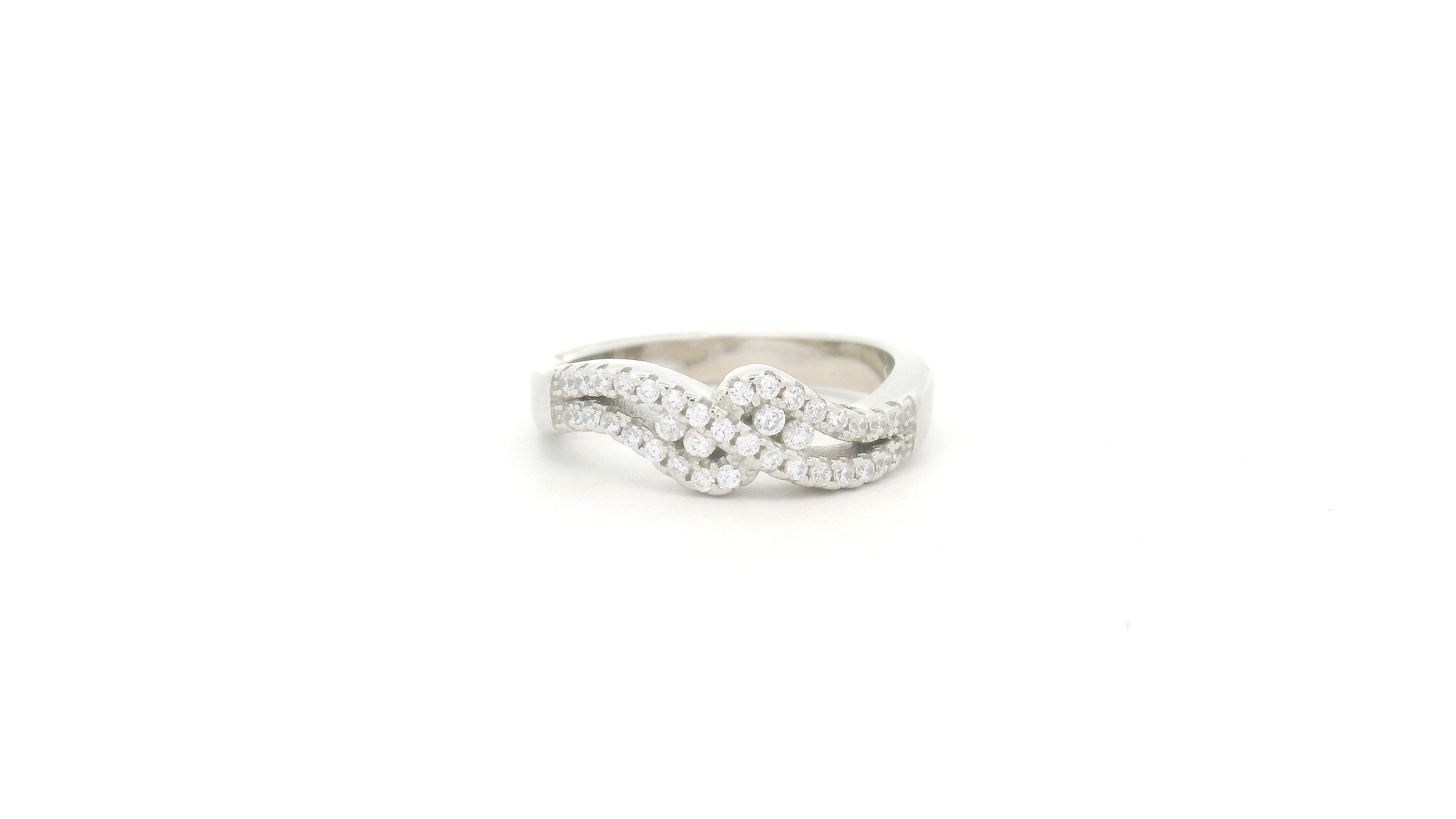 Silver Diamond Wave Ring