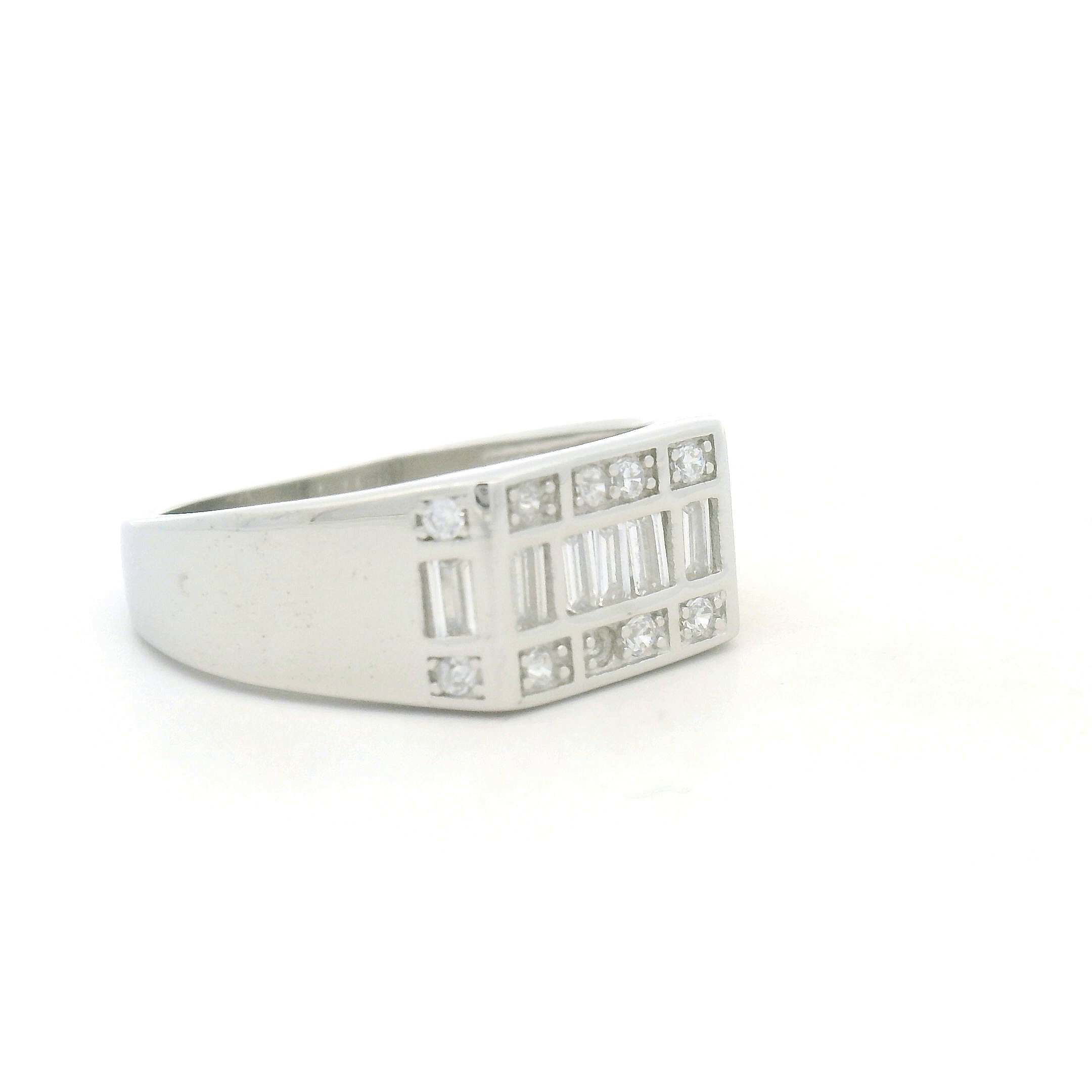Adjustable Diamond-Studded Mens Ring