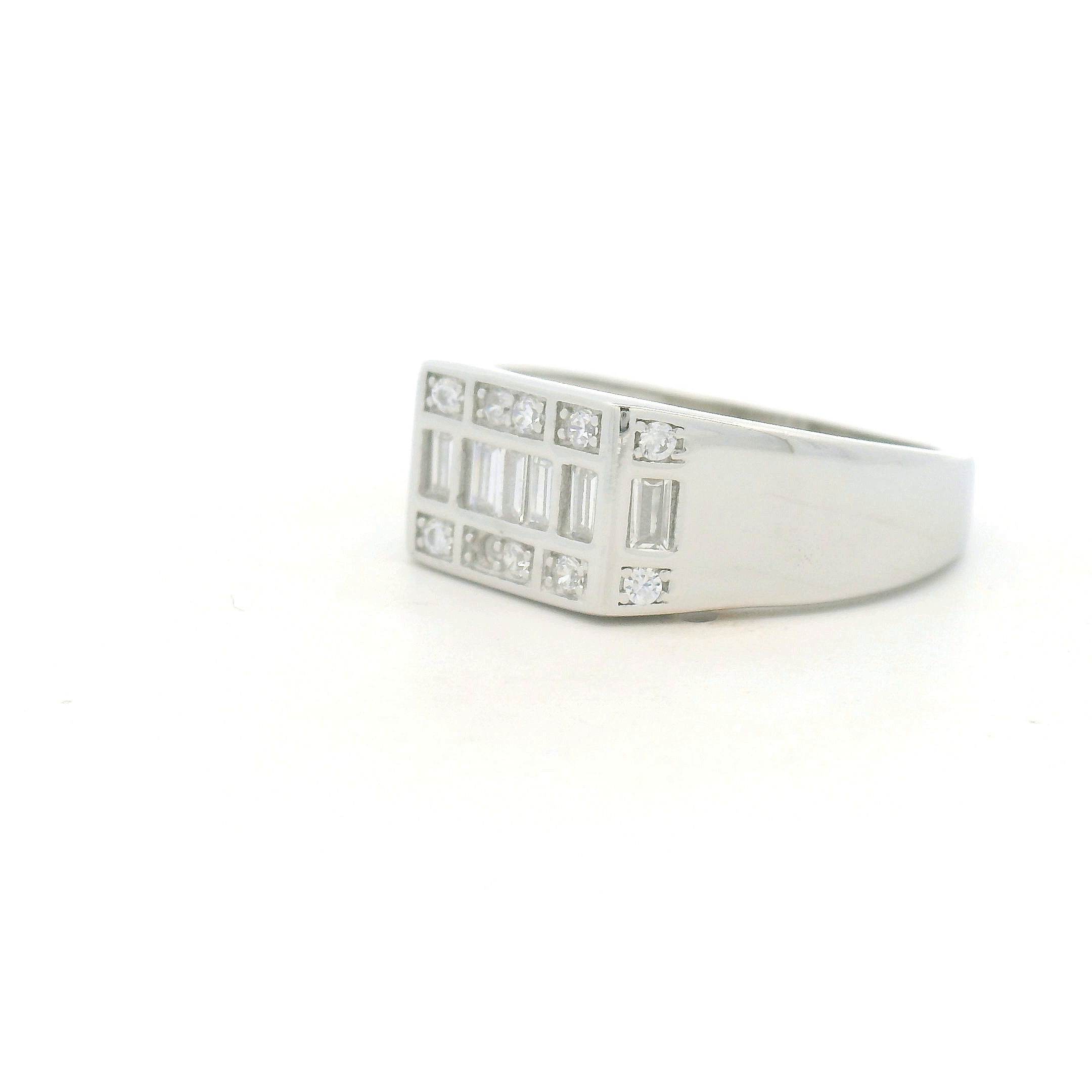 Adjustable Diamond-Studded Mens Ring