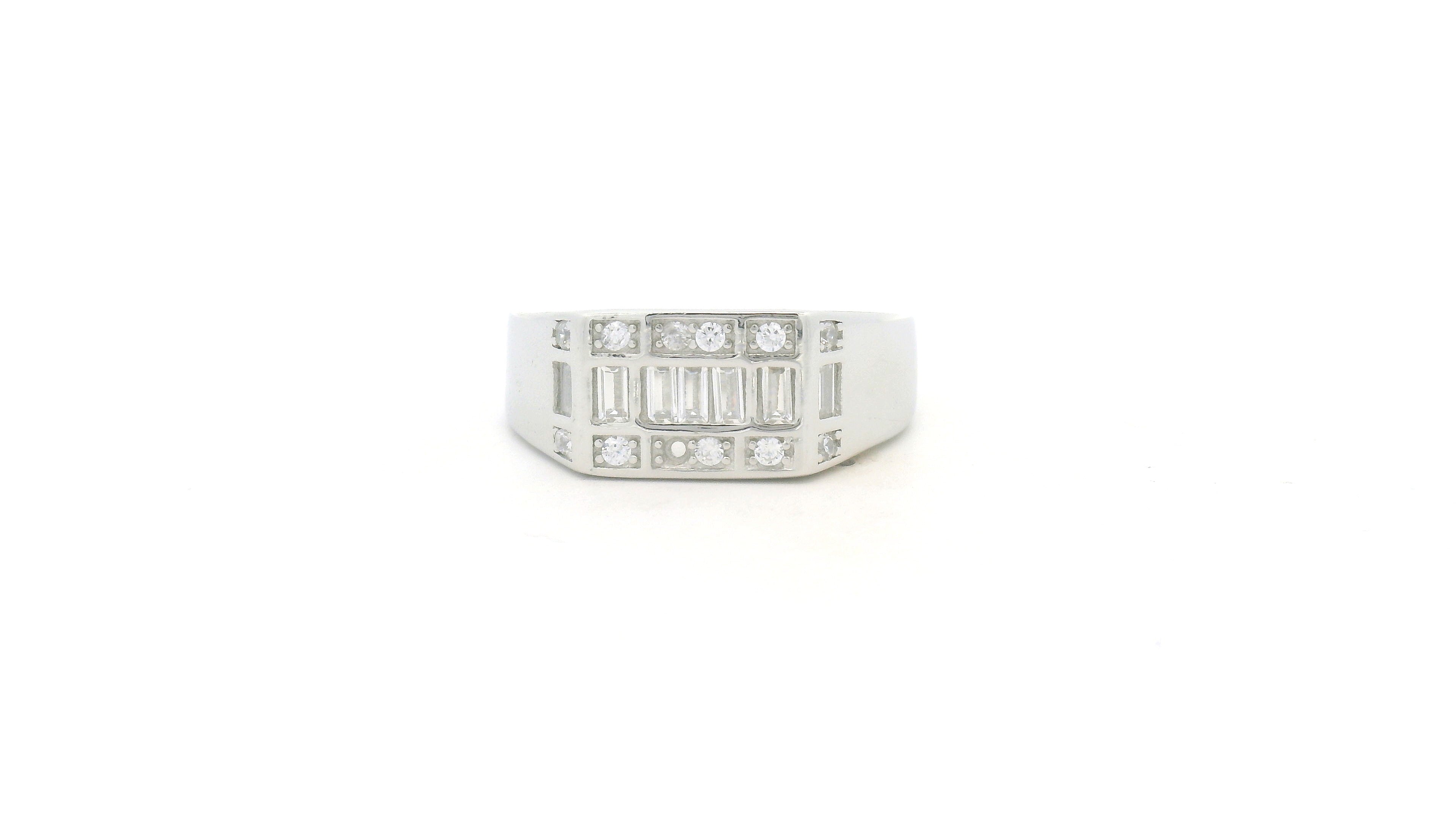 Adjustable Diamond-Studded Mens Ring