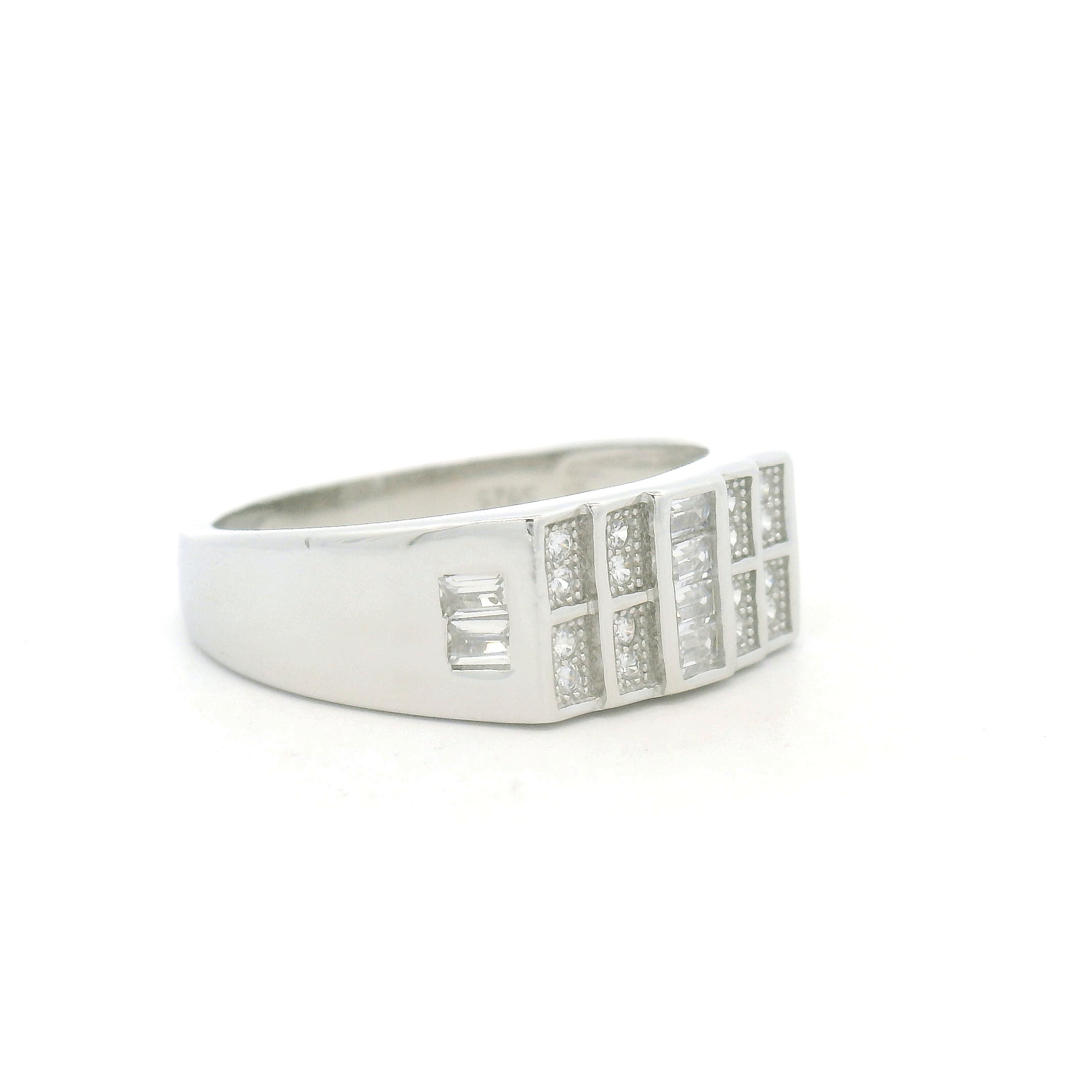 White Gold Mens Ring with Diamonds