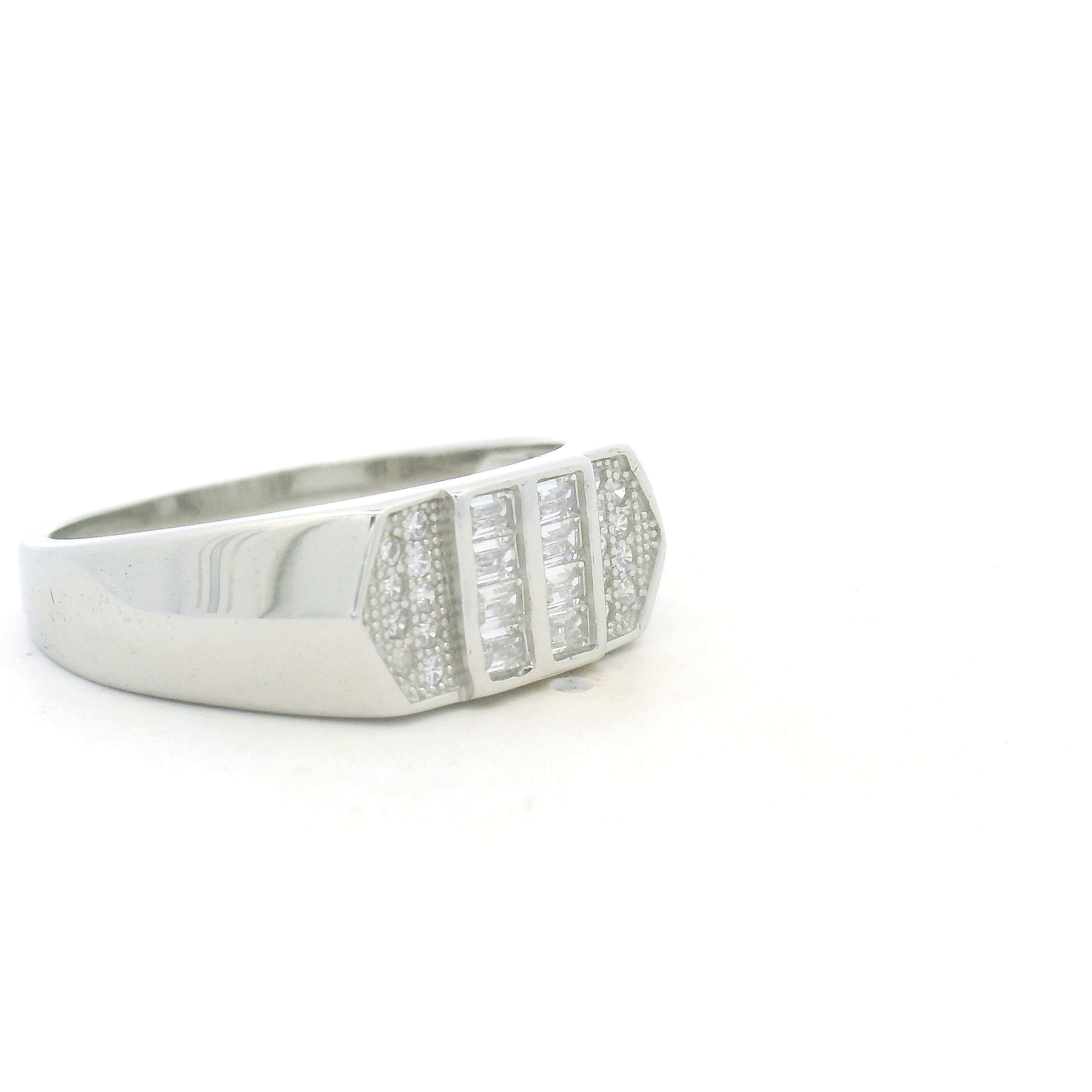 Silver Mens Ring with Gemstone Accents