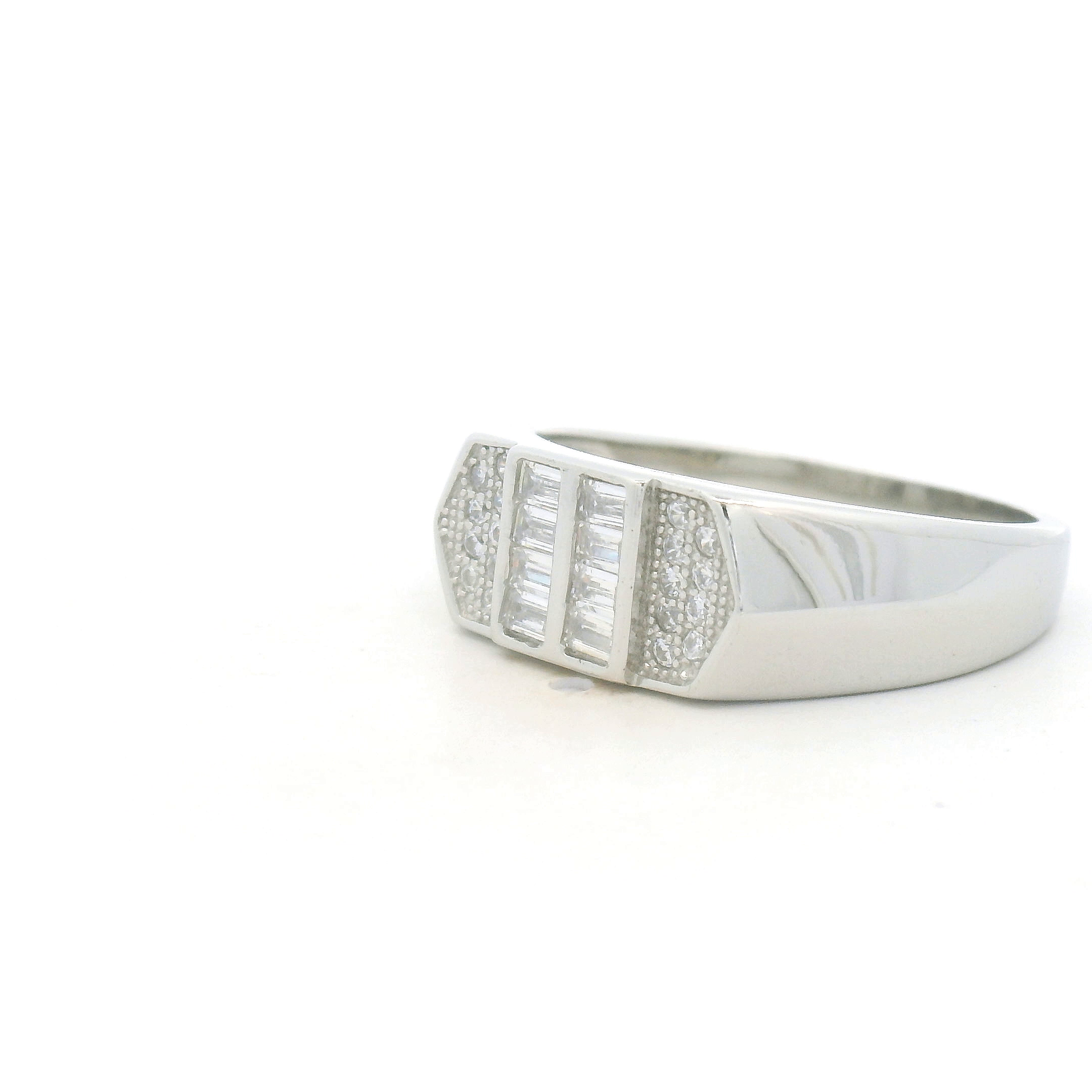 Silver Mens Ring with Gemstone Accents