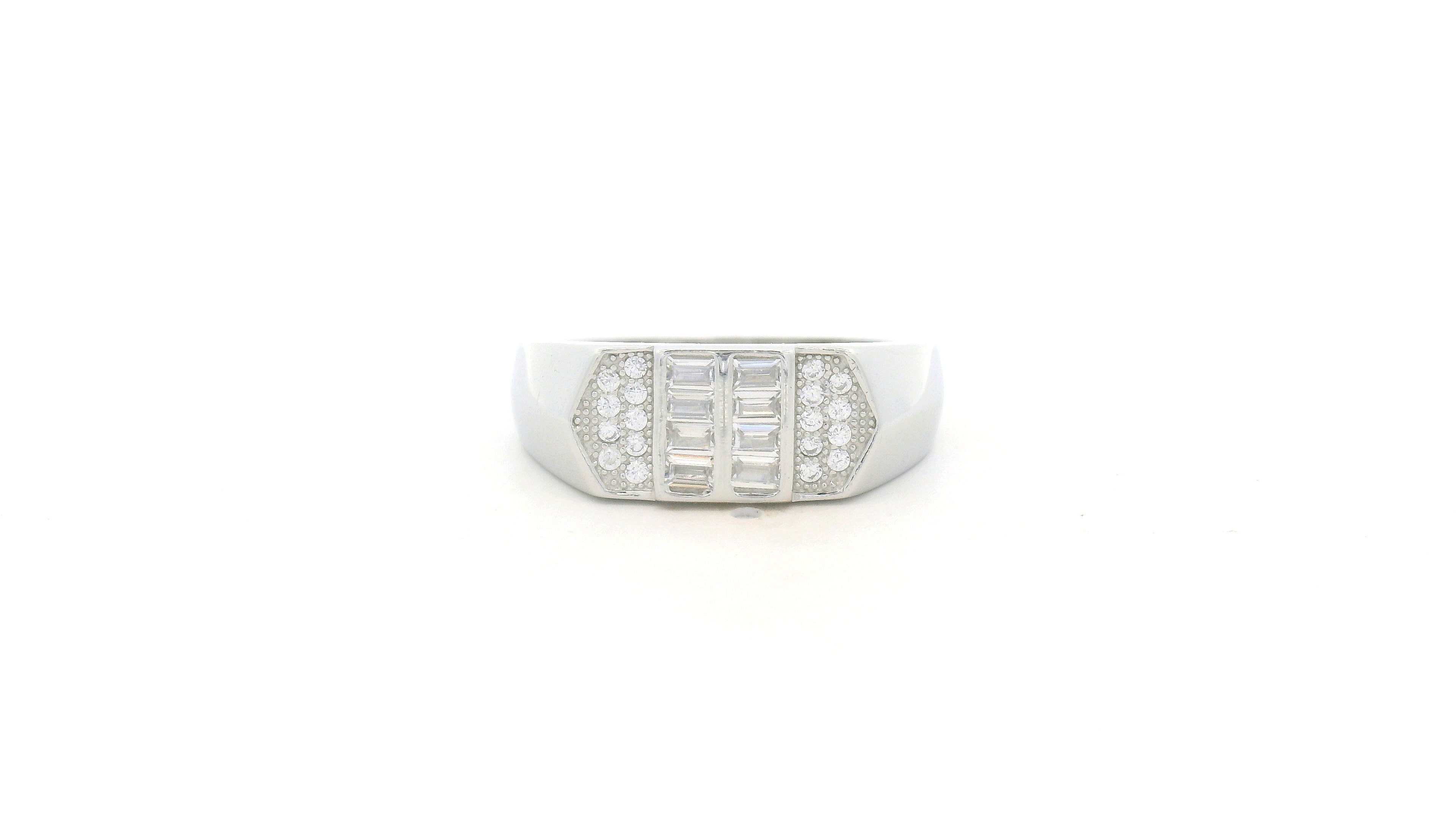 Silver Mens Ring with Gemstone Accents
