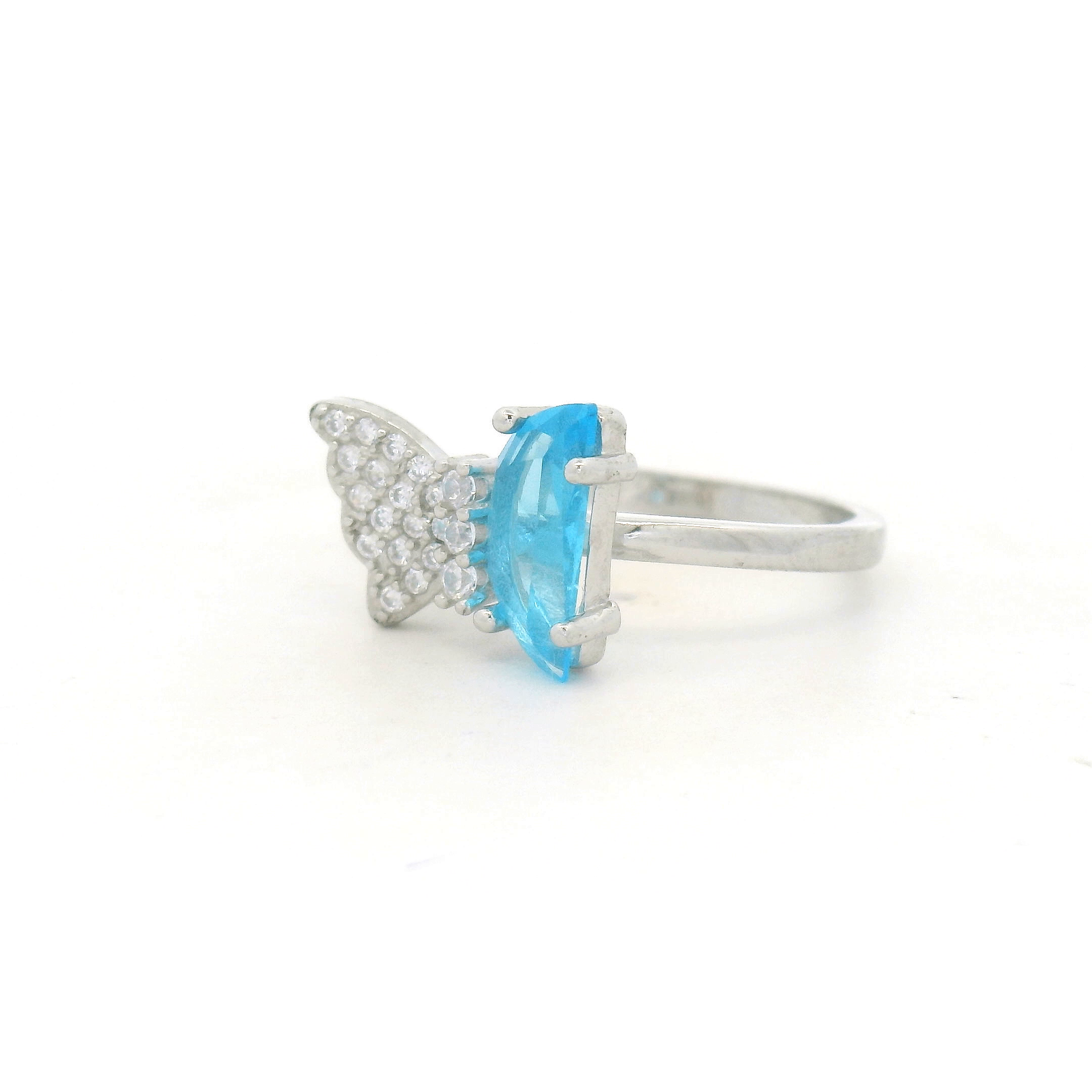 Elegant BlueStone Butterfly Ring