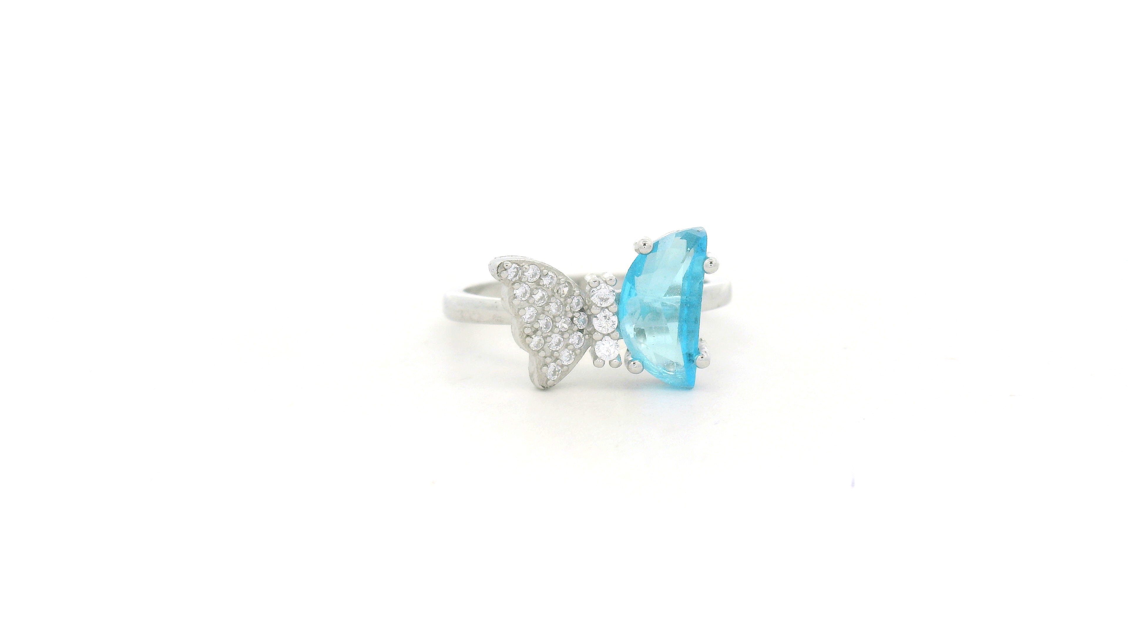 Elegant BlueStone Butterfly Ring