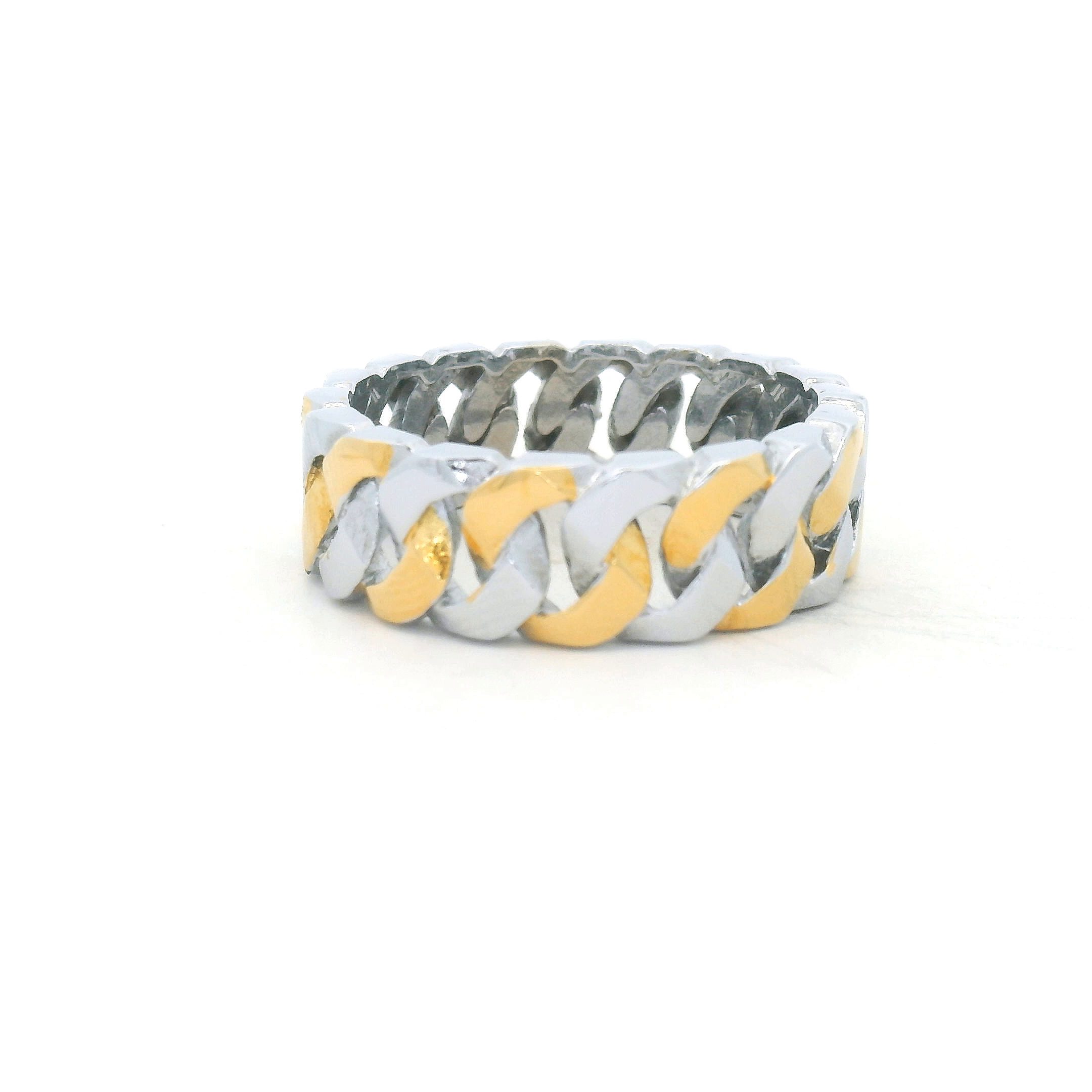 Mens Stylish Two-Tone Chain Ring