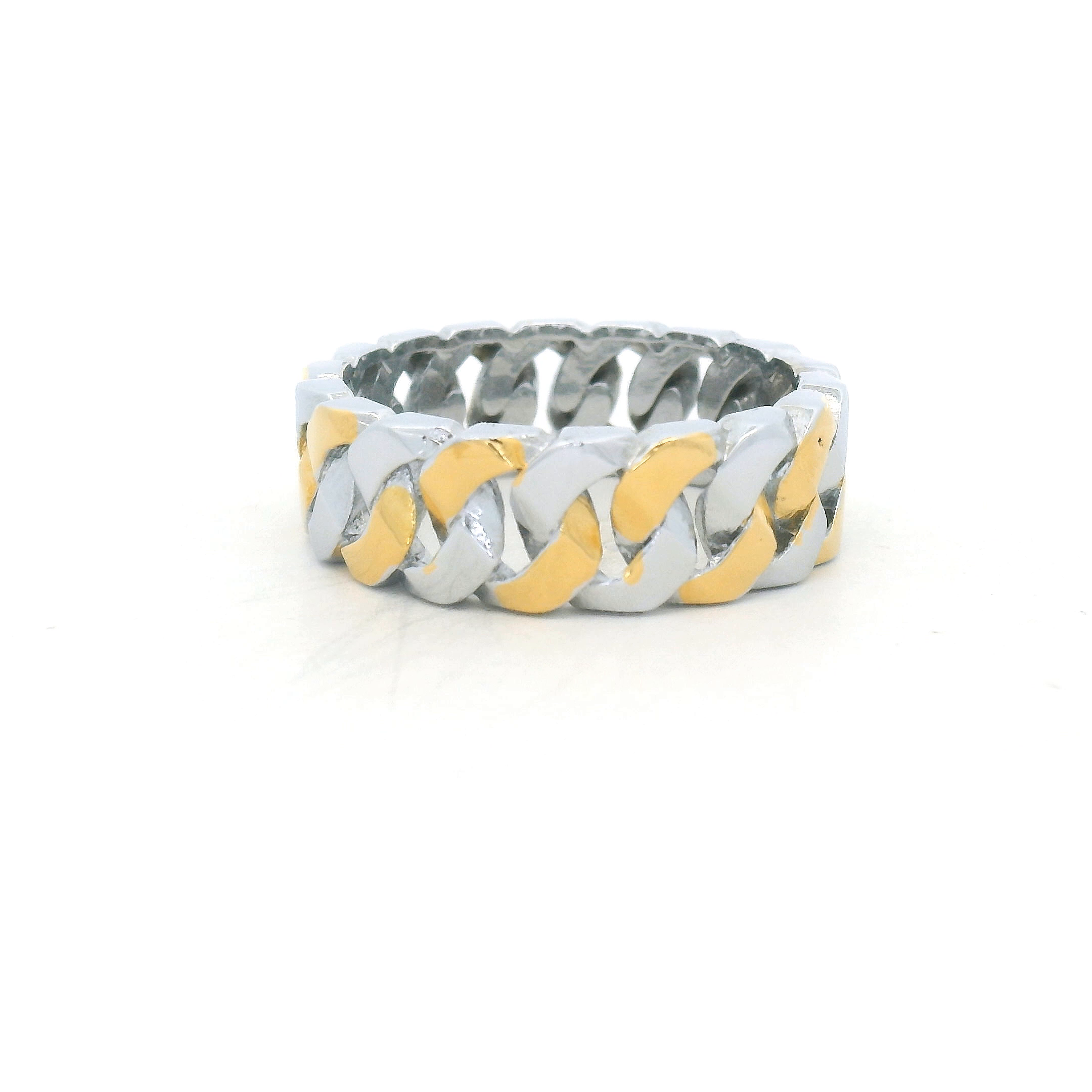 Mens Stylish Two-Tone Chain Ring