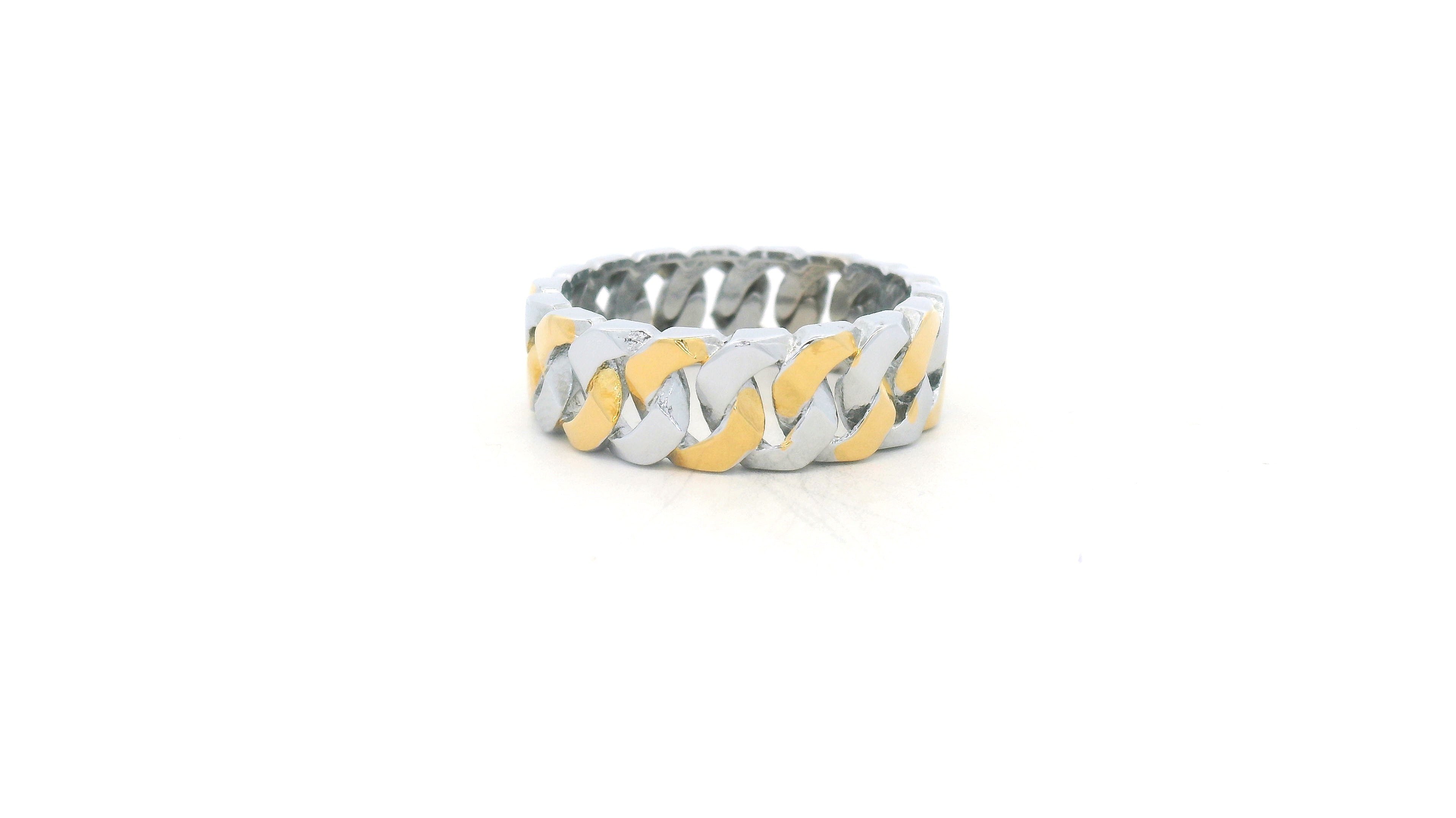 Mens Stylish Two-Tone Chain Ring