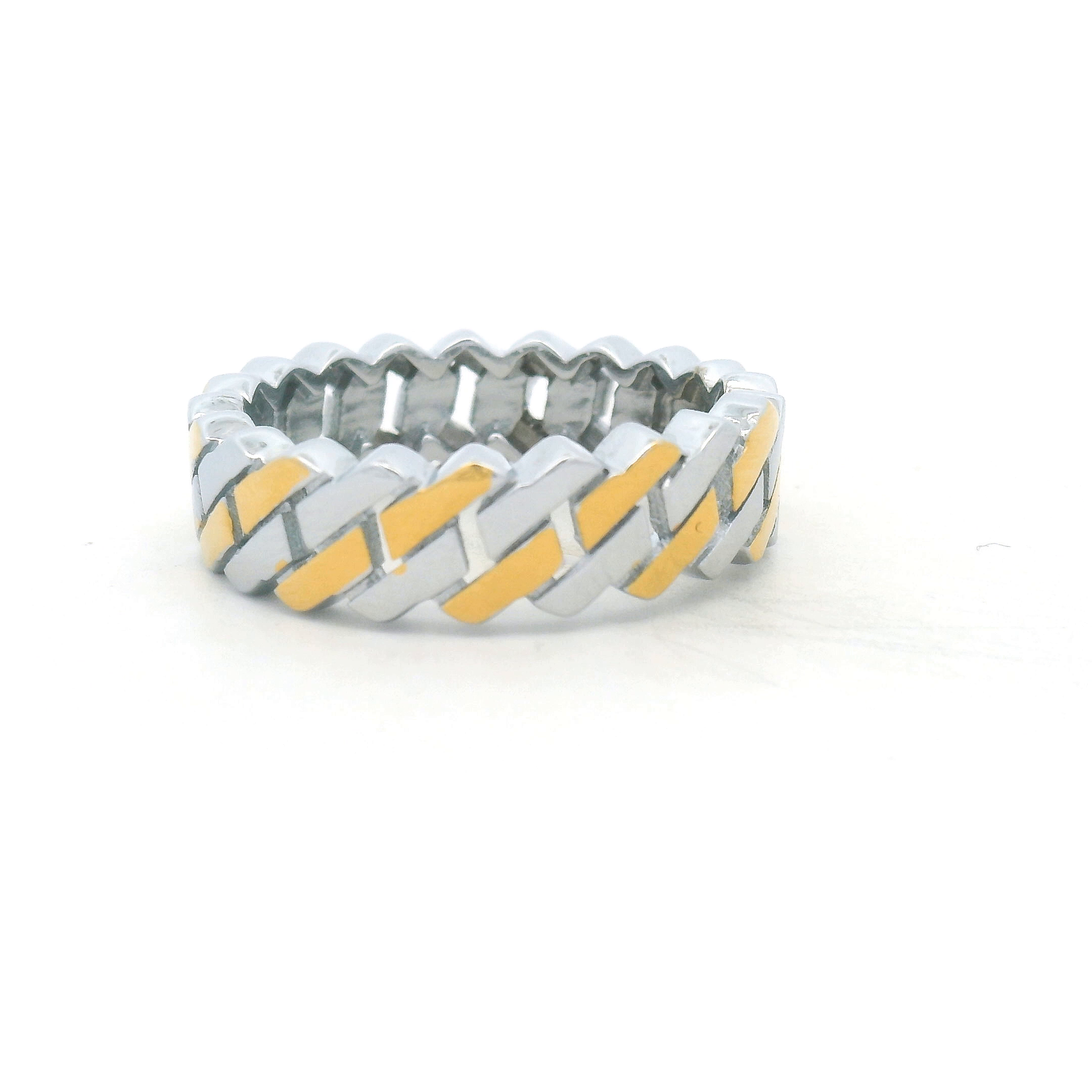 Stylish Two-Tone Band 925 SilverRing
