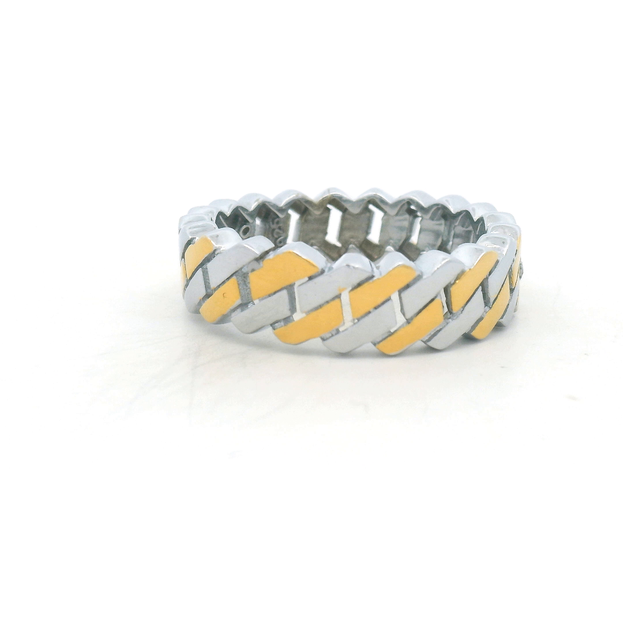 Stylish Two-Tone Band 925 SilverRing
