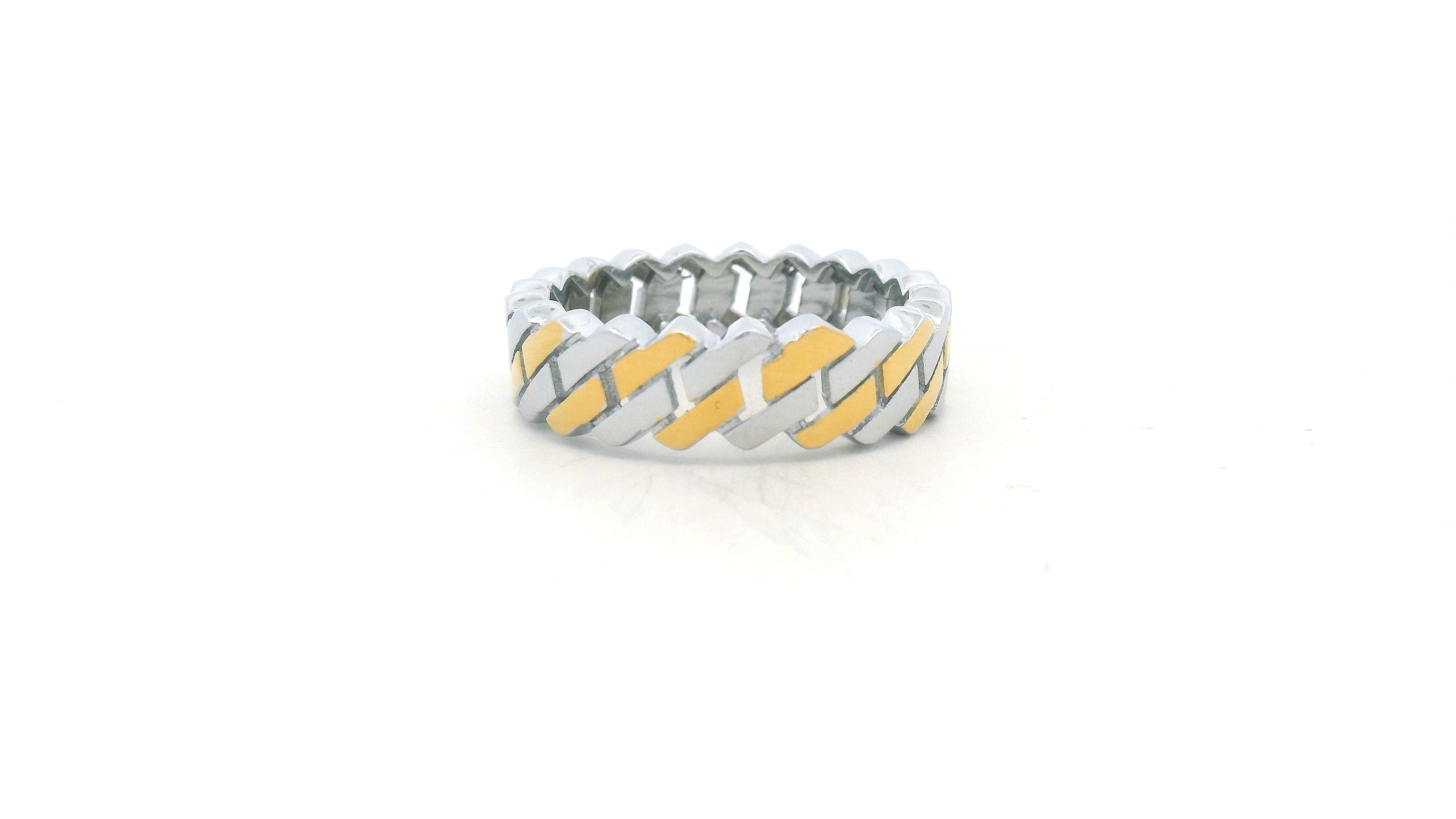 Stylish Two-Tone Band 925 SilverRing