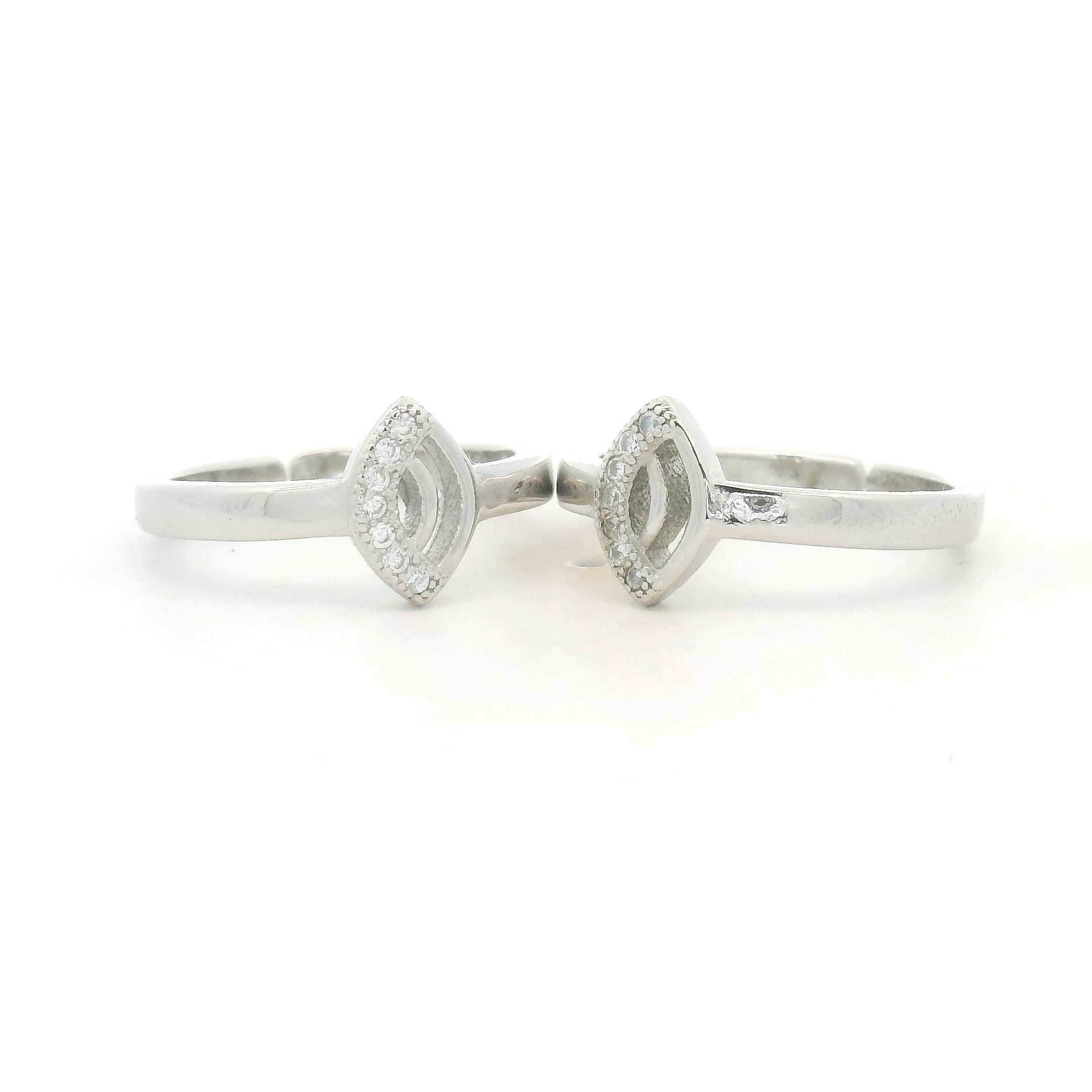 Pure Silver Toe Rings with Diamond Accents