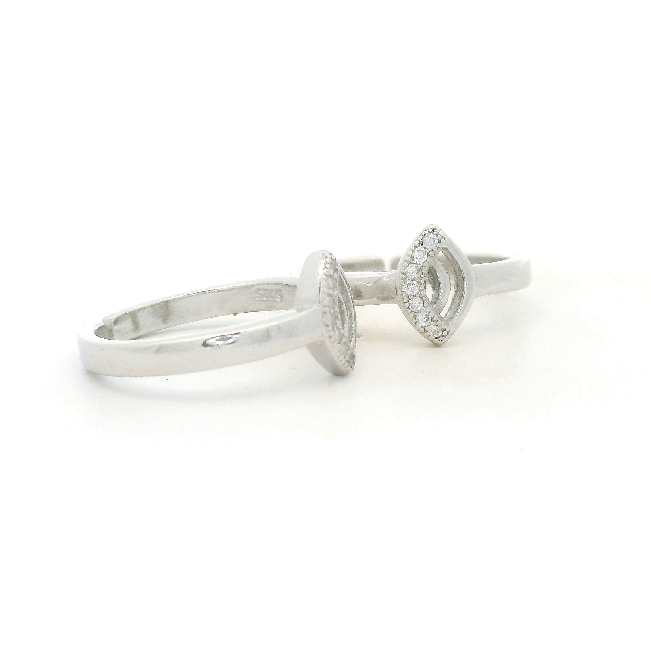 Pure Silver Toe Rings with Diamond Accents