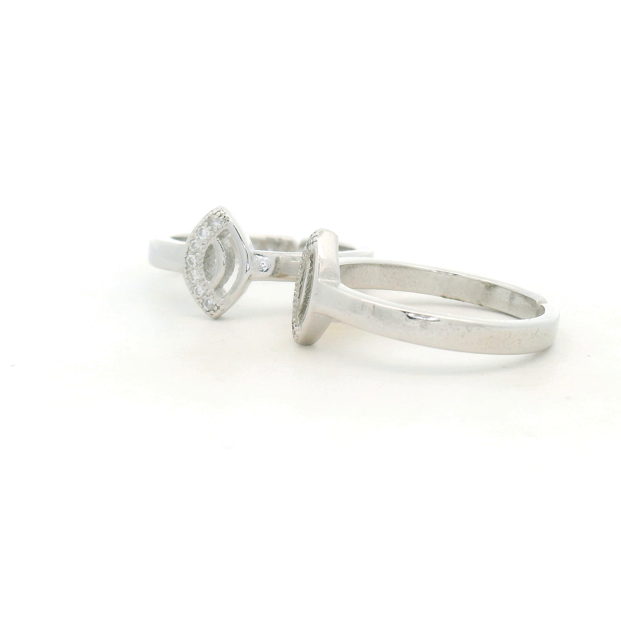 Pure Silver Toe Rings with Diamond Accents