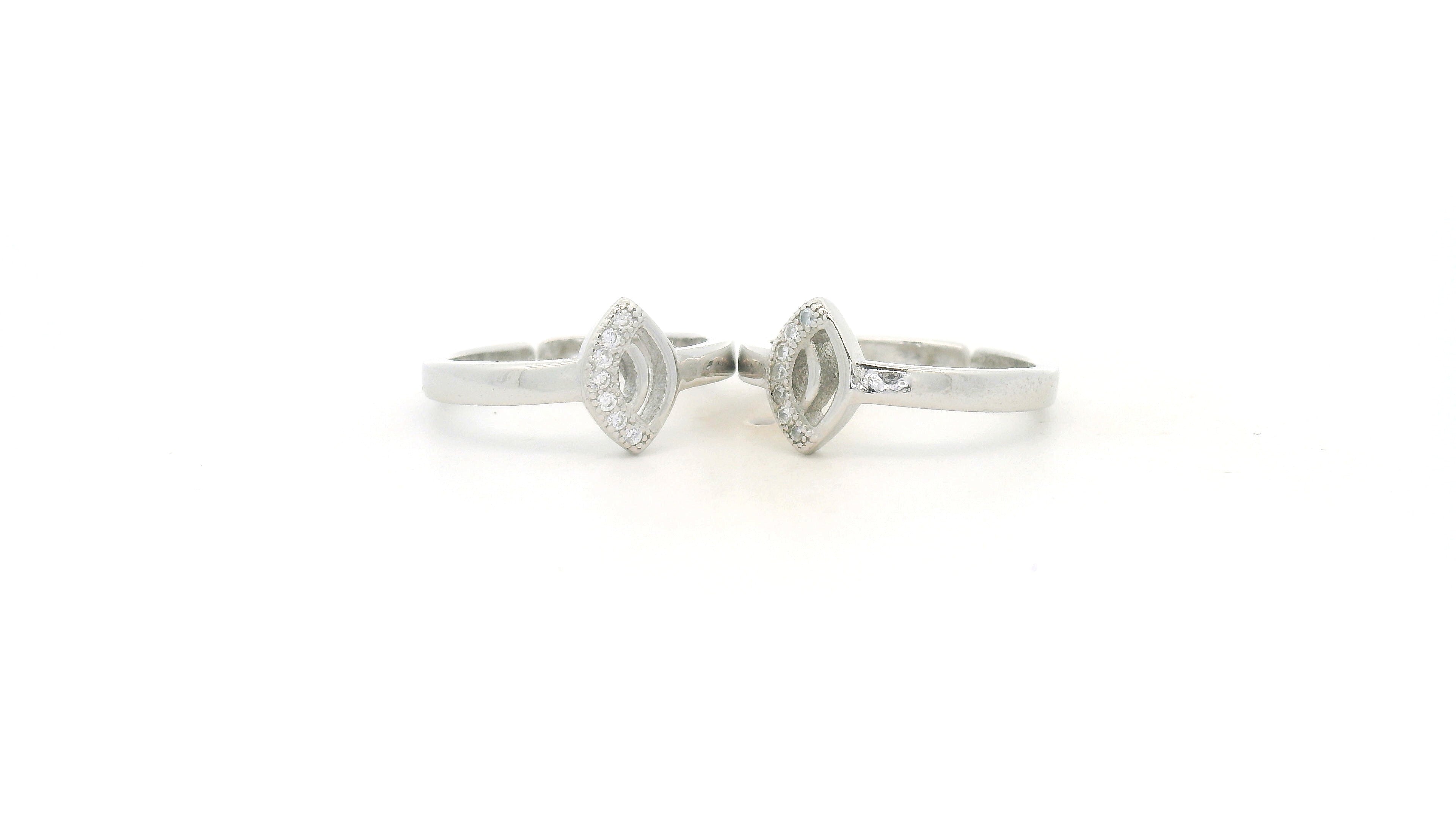 Pure Silver Toe Rings with Diamond Accents