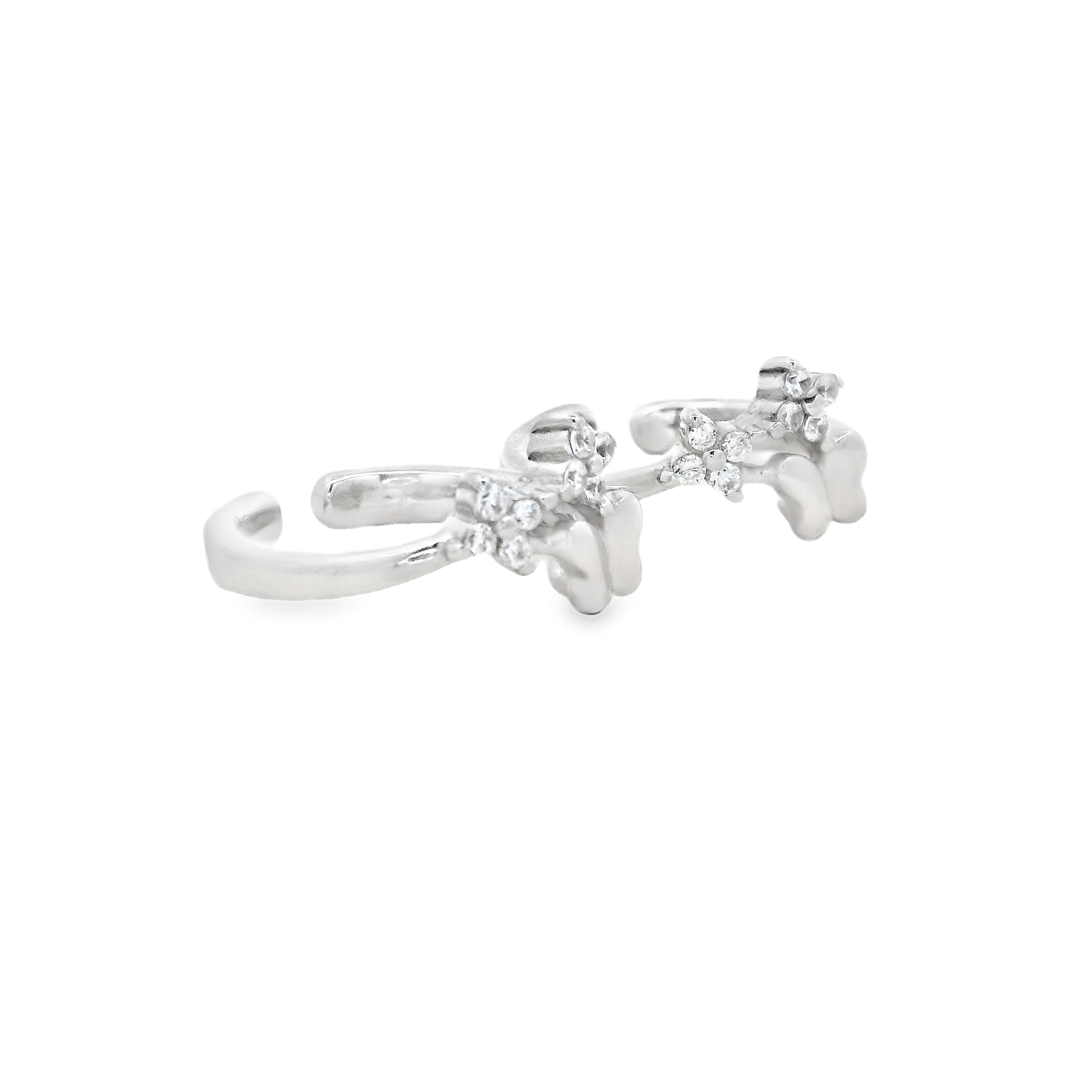 Silver Toe Rings with Sparkling Accents