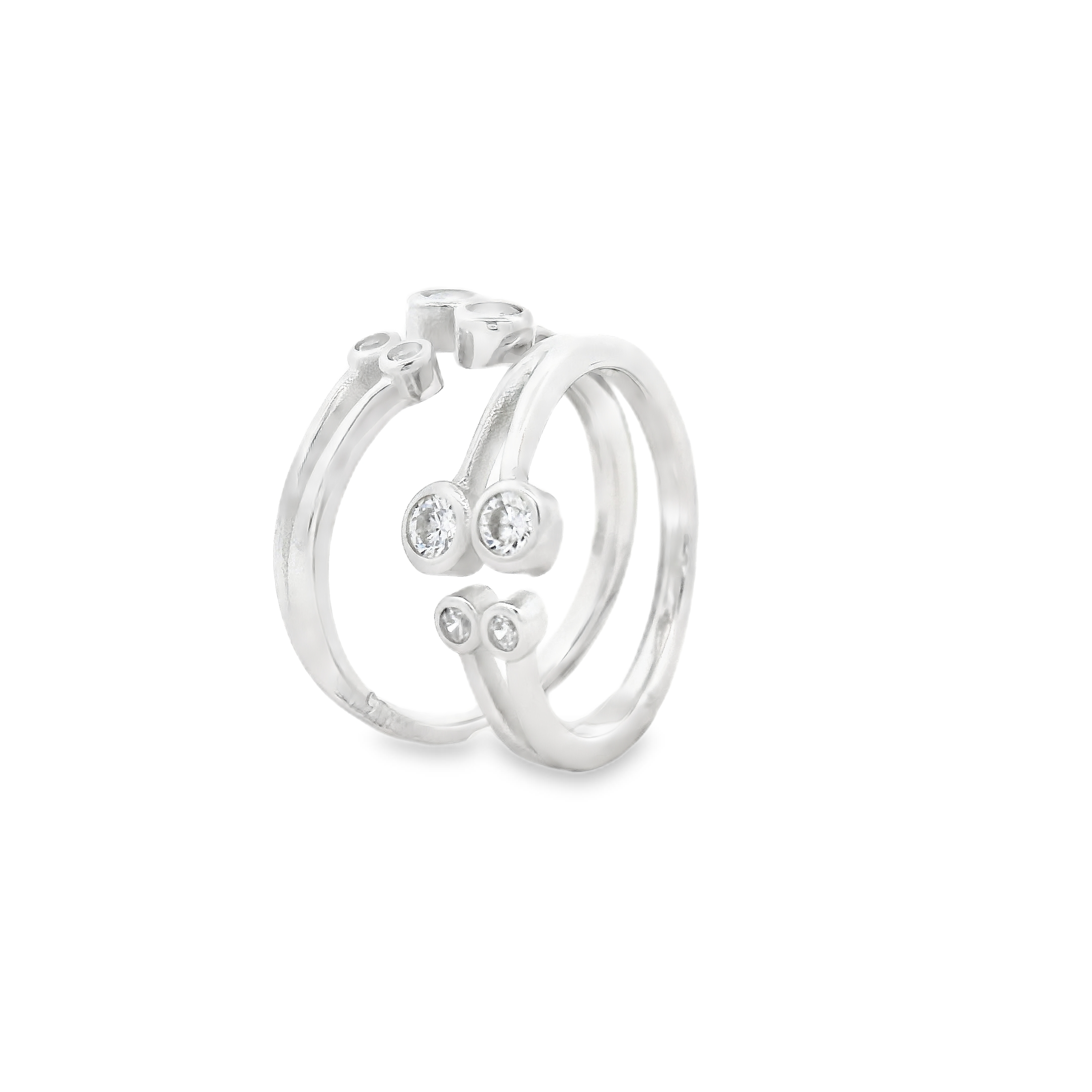 Silver Toe Rings with Sparkling Stones