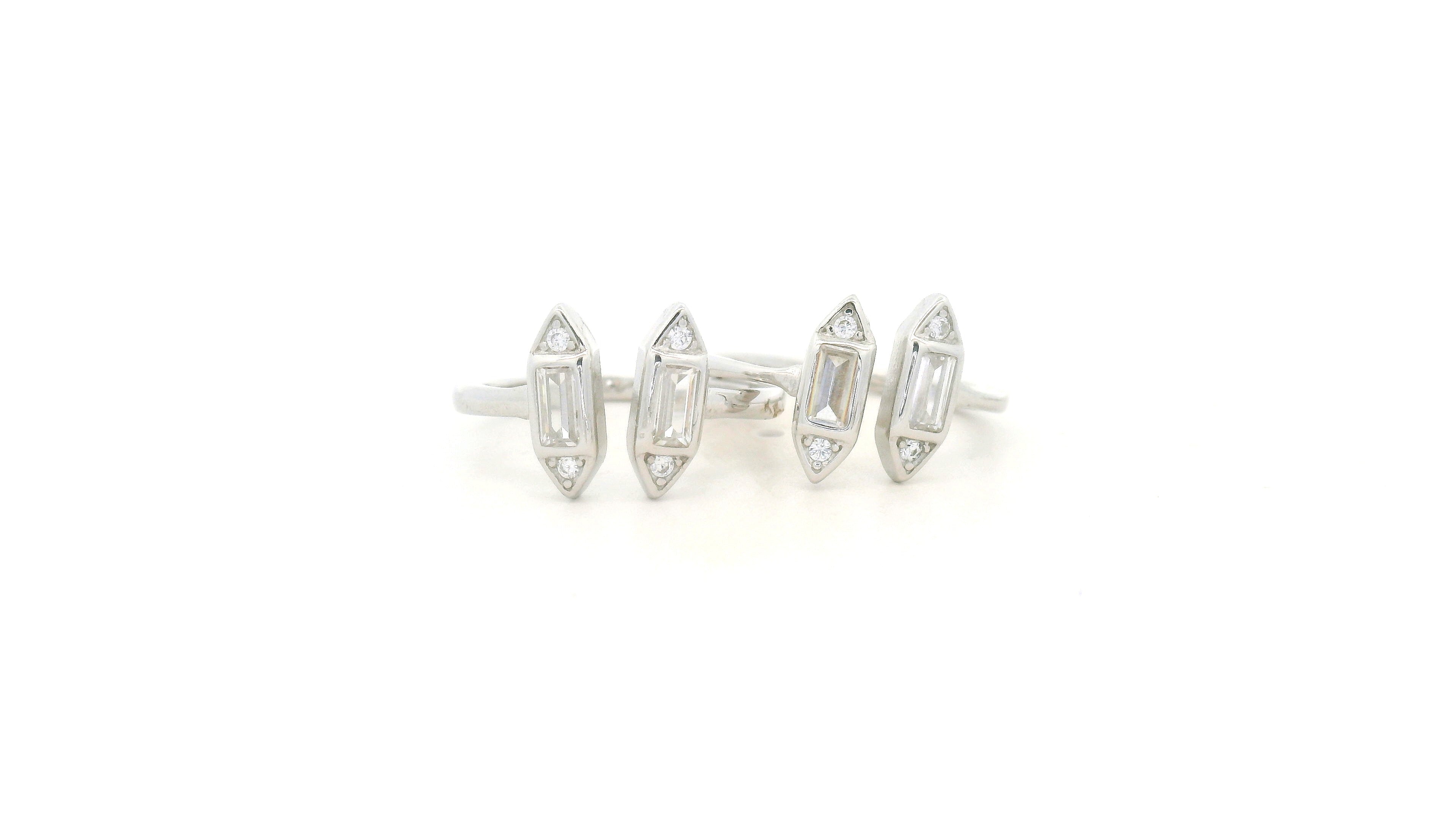 Silver Baguette CZ Toe Rings