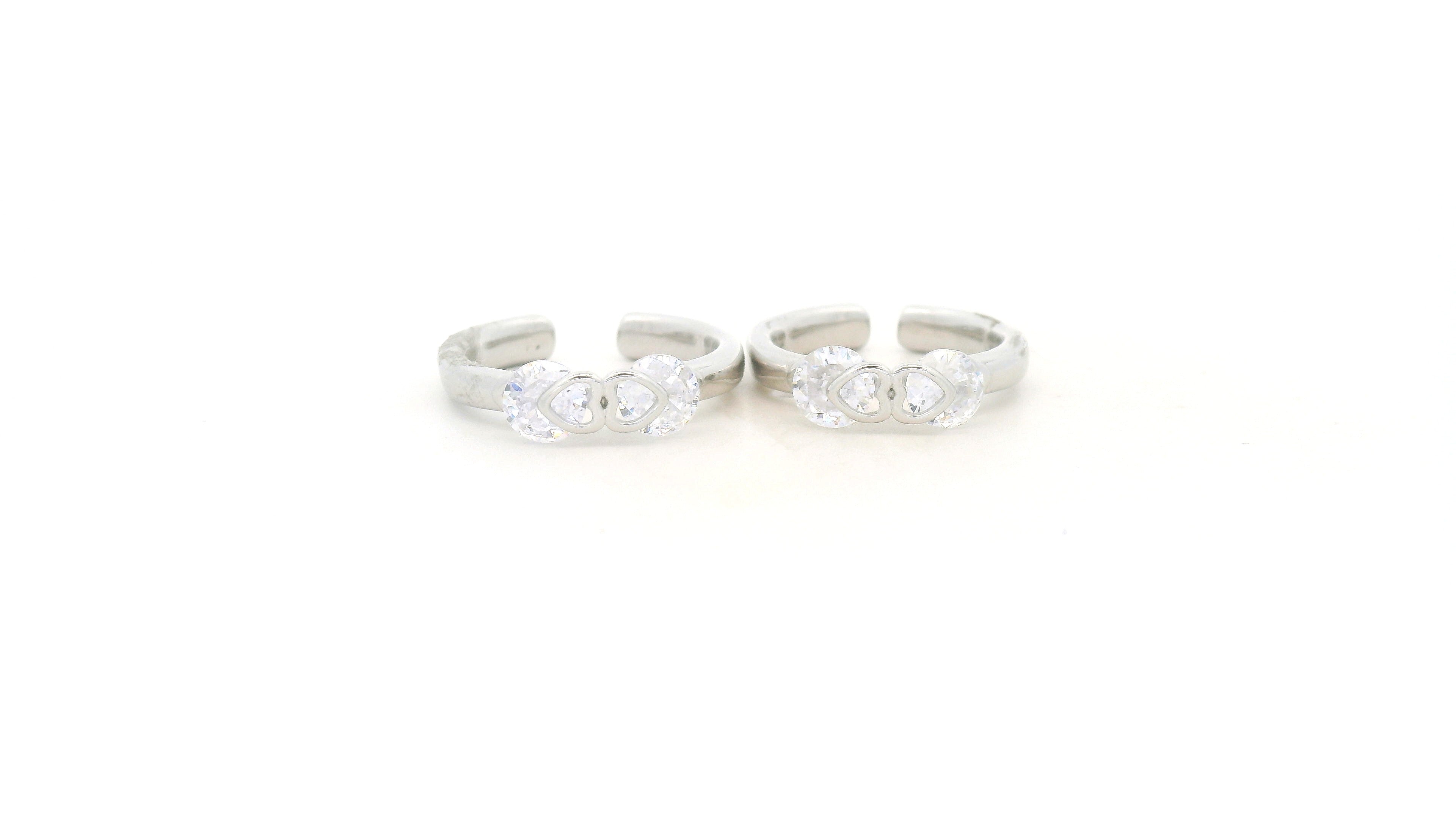 Double Heart Diamond Toe Ring