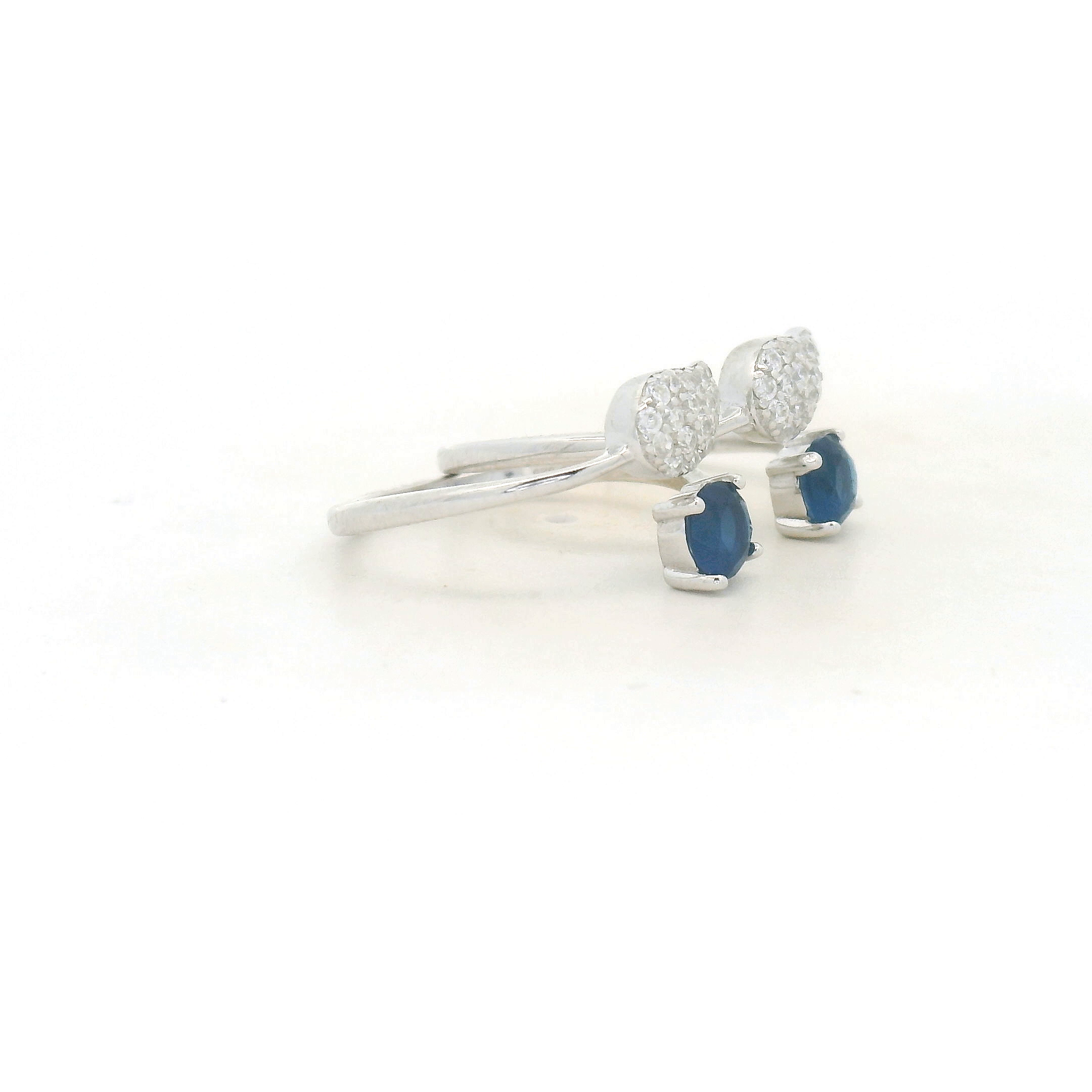 Elegant Silver and Blue Toe Ring Set
