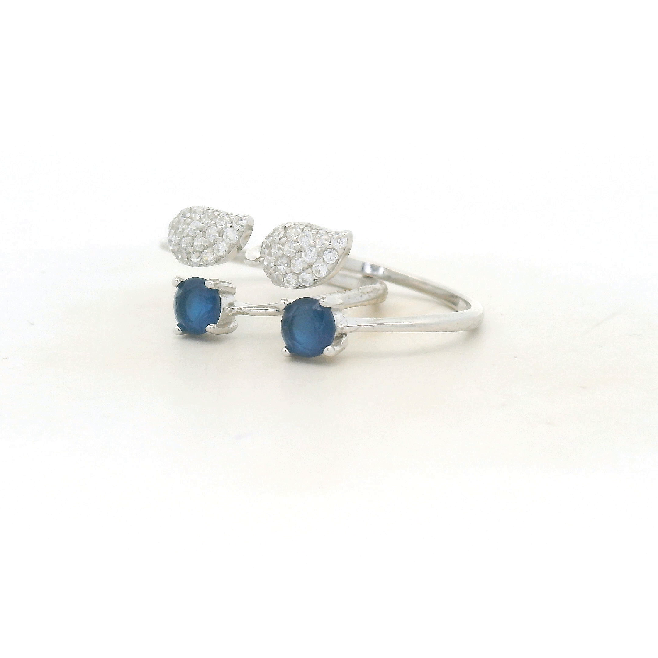 Elegant Silver and Blue Toe Ring Set