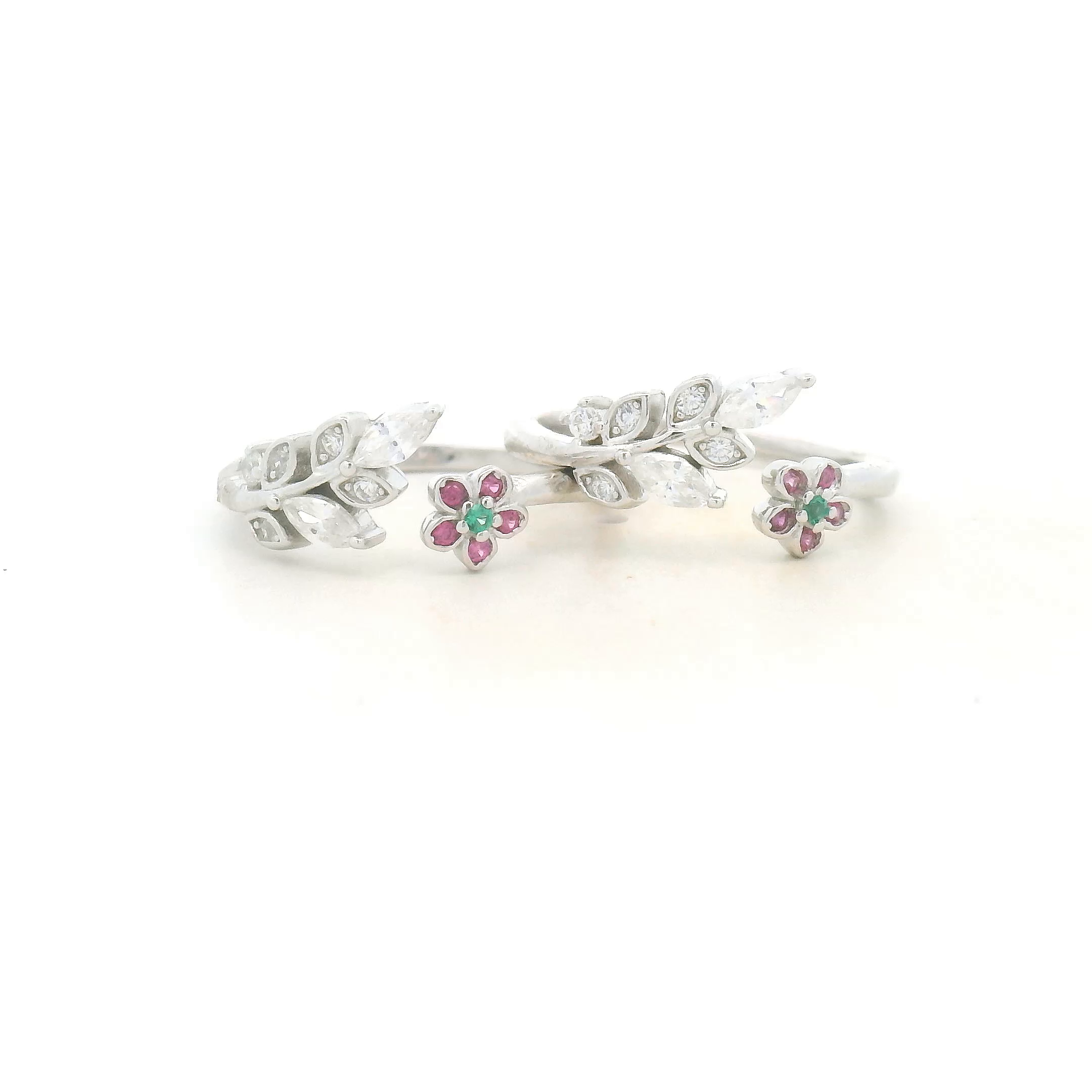 Double Flower CZ Toe Ring in 925 Silver