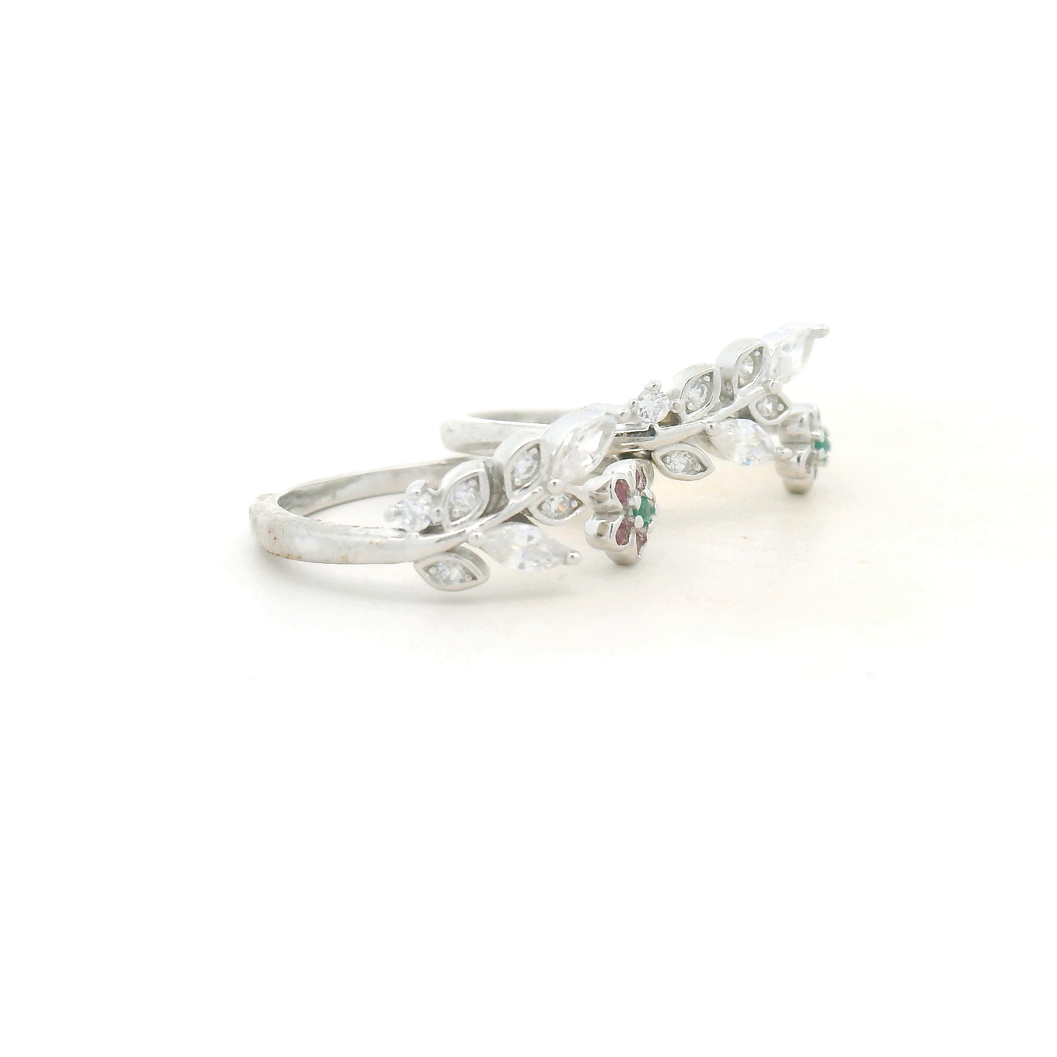 Double Flower CZ Toe Ring in 925 Silver