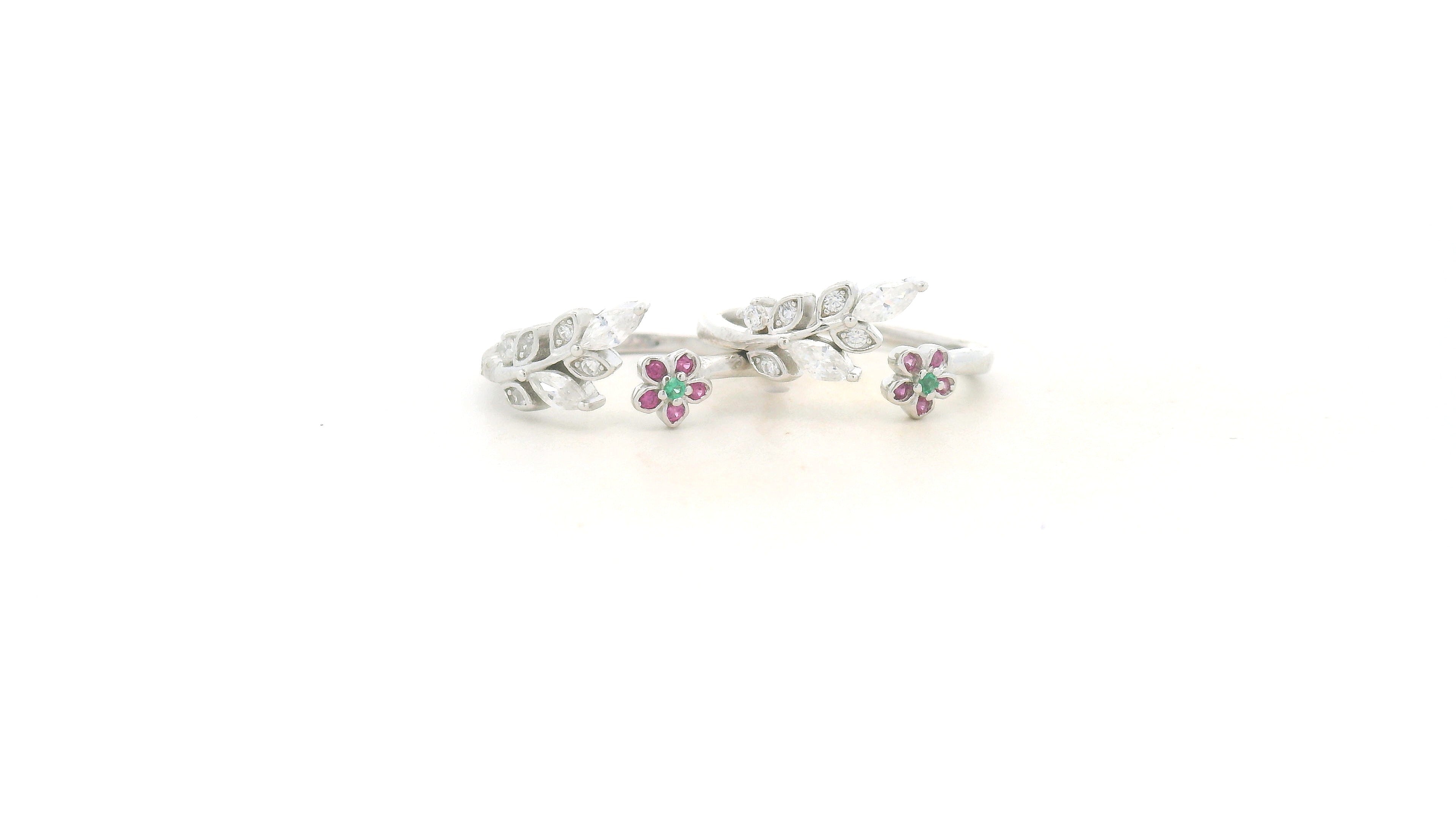 Double Flower CZ Toe Ring in 925 Silver