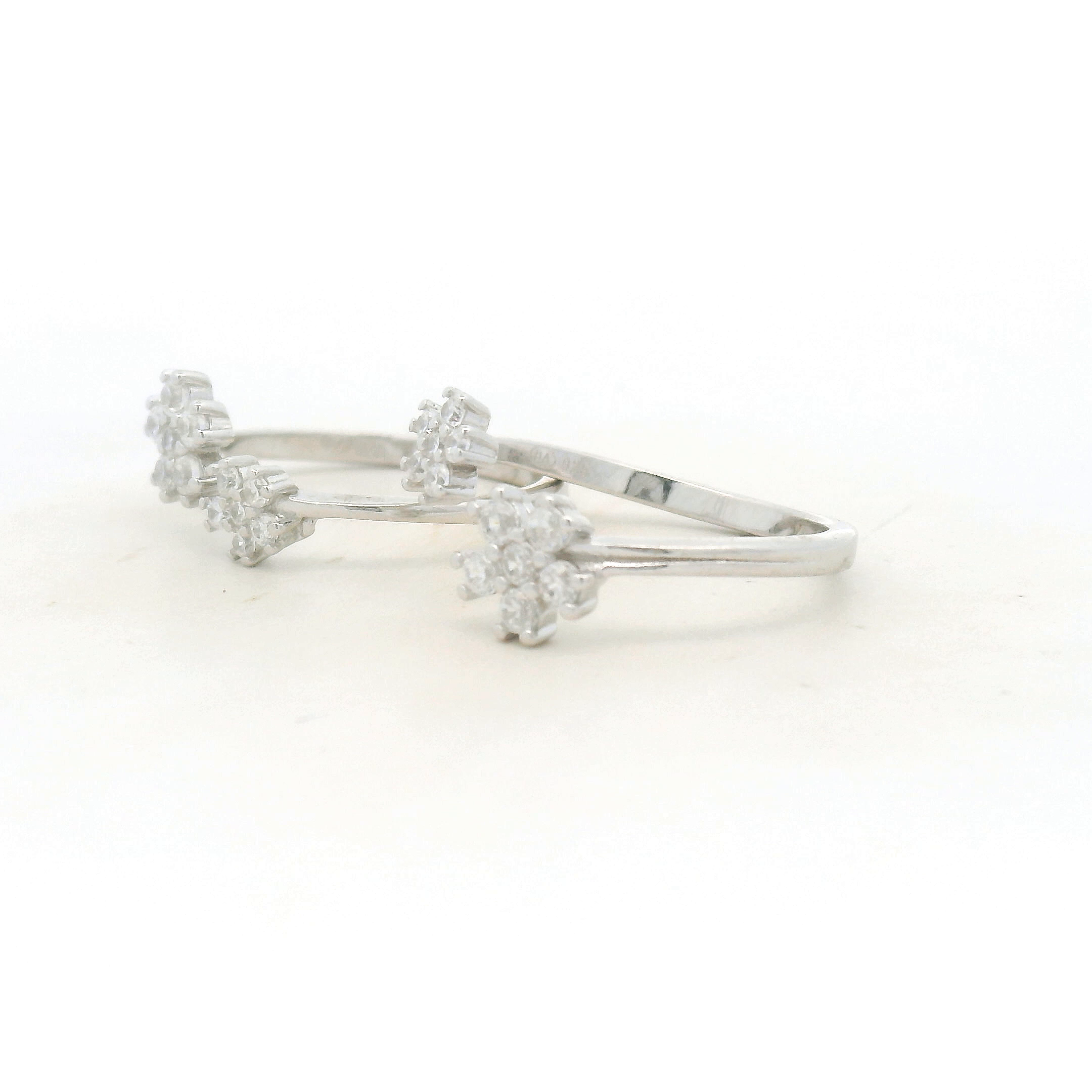 Silver Floral Diamond CZ Toe Rings