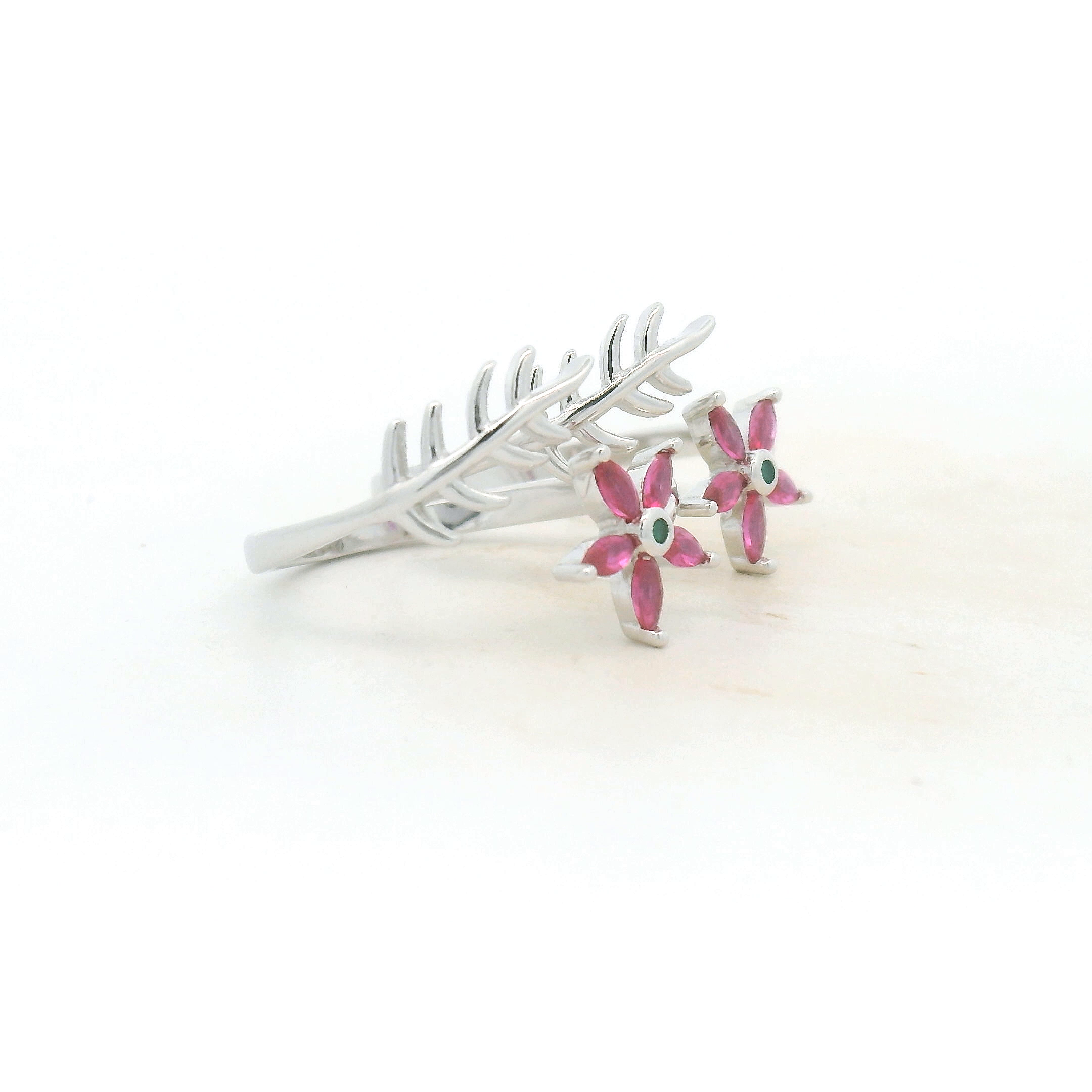 Elegant Pink Blossom CZ Toe Ring
