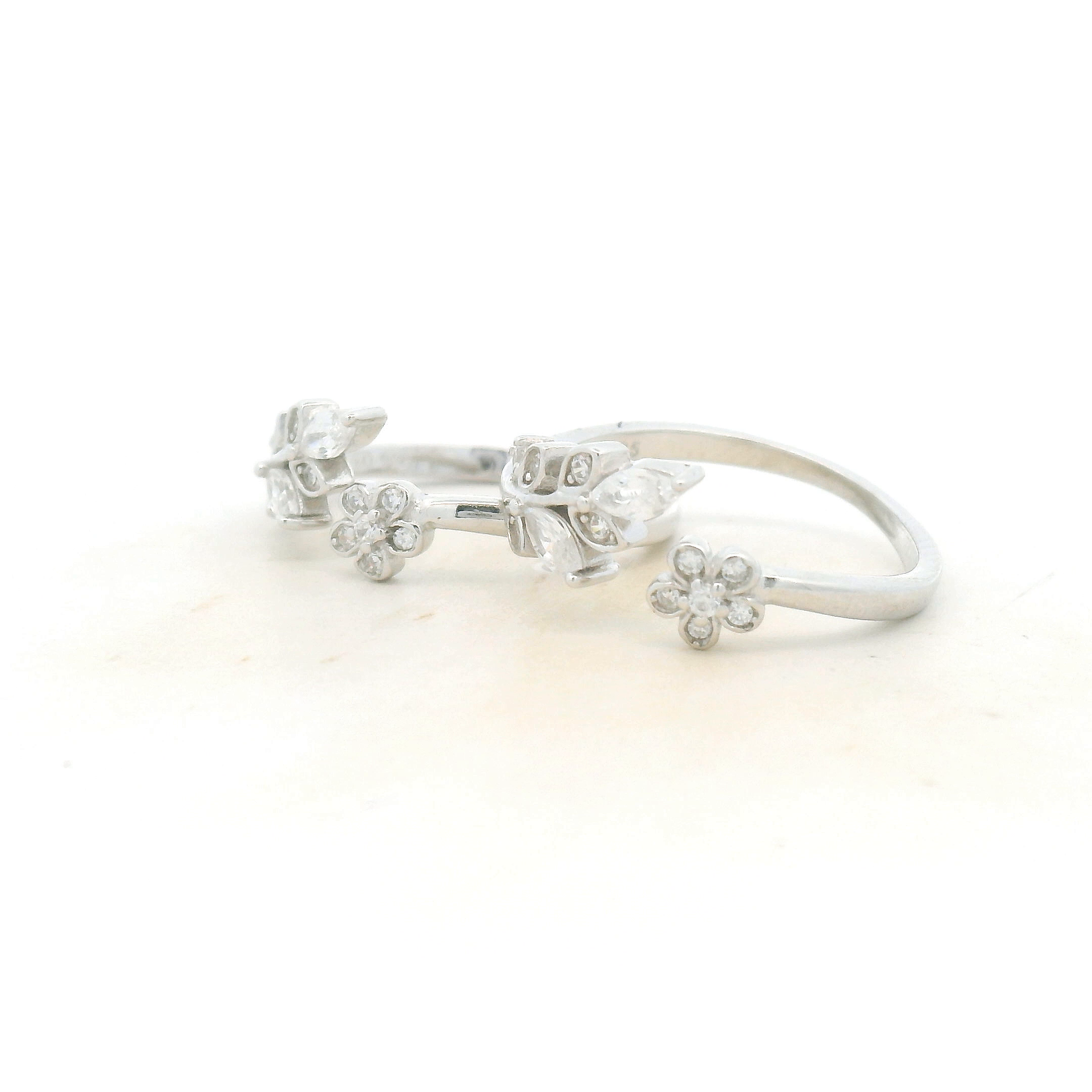 925 Silver Simple Flower CZ Toe Ring