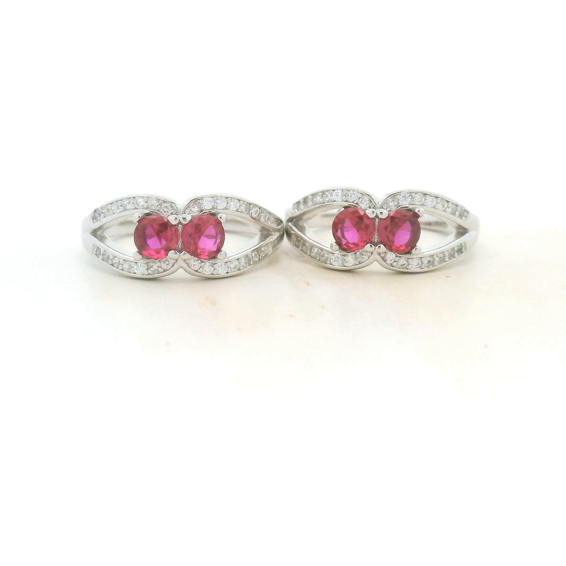Dual Pink Gemstone Toe Rings