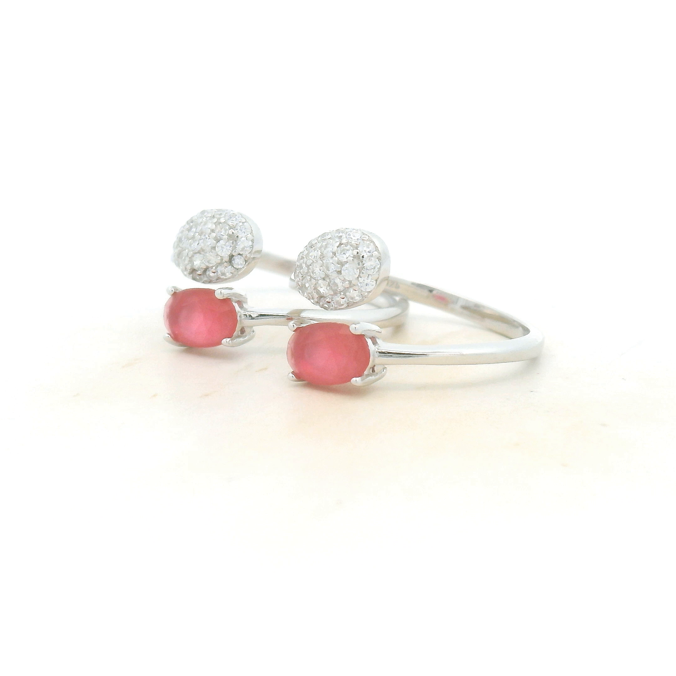Elegant Pink Gemstone Toe Rings for Silver