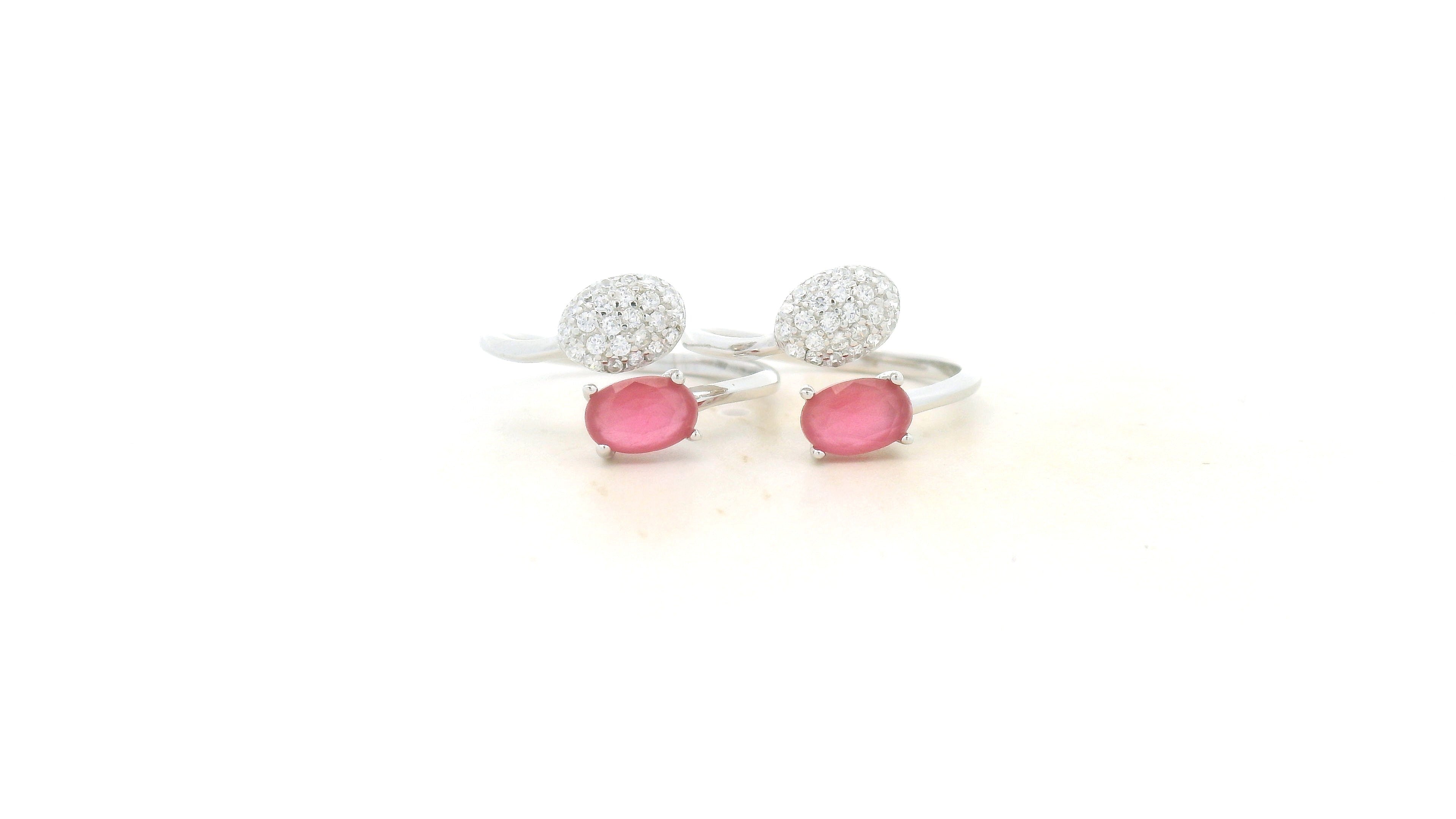 Elegant Pink Gemstone Toe Rings for Silver
