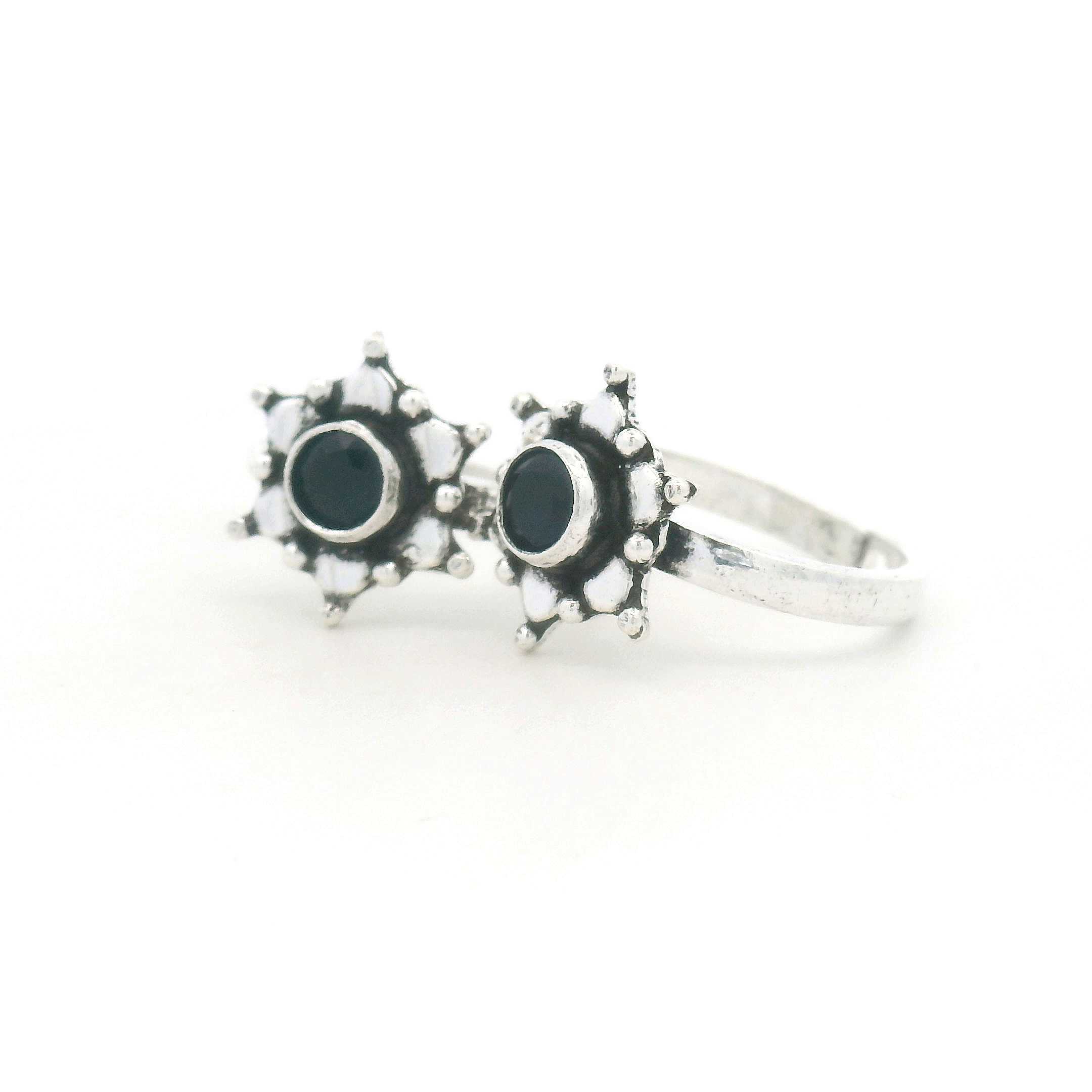 Elegant Silver Dual Stone Toe Ring