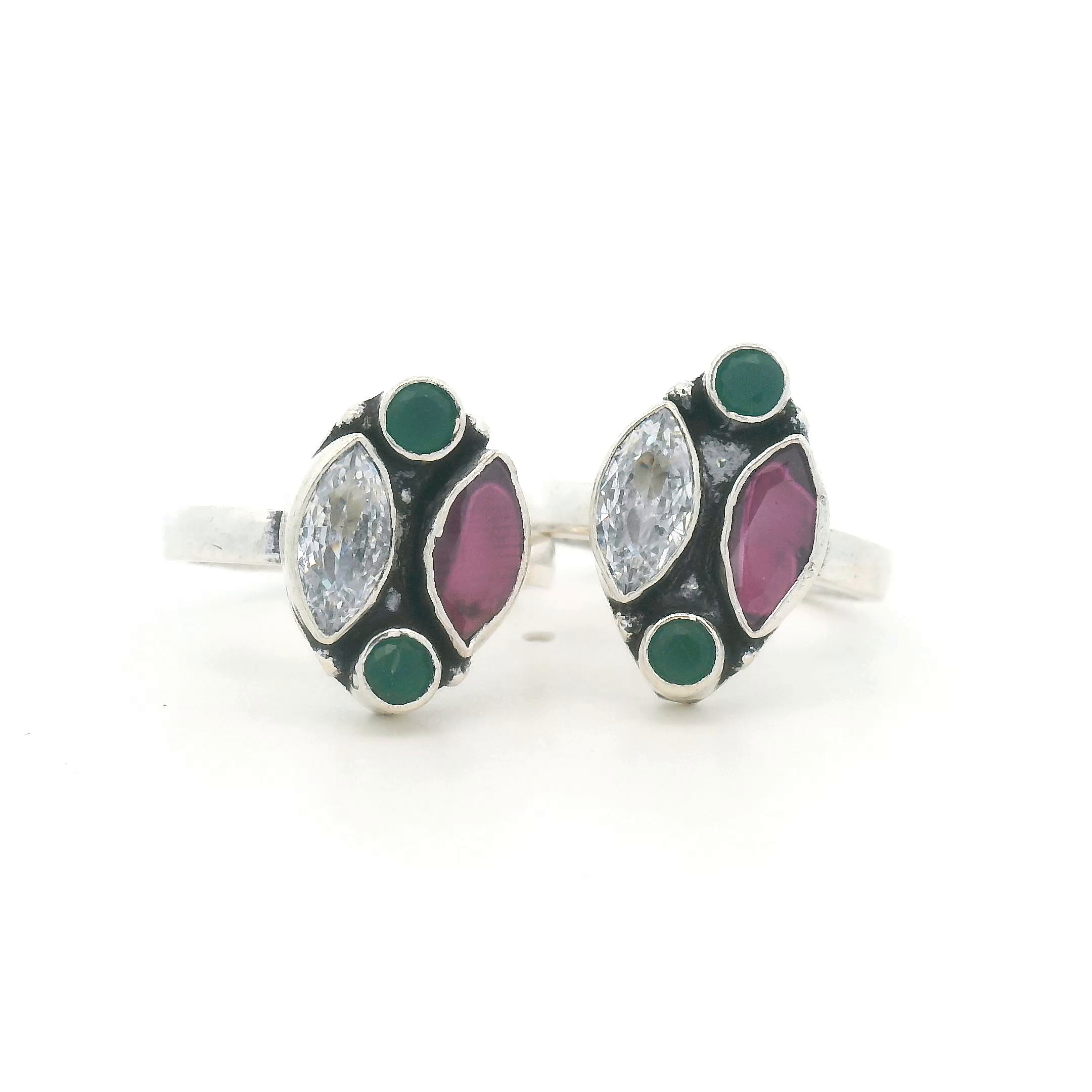 Elegant Silver and Gemstone Toe Rings