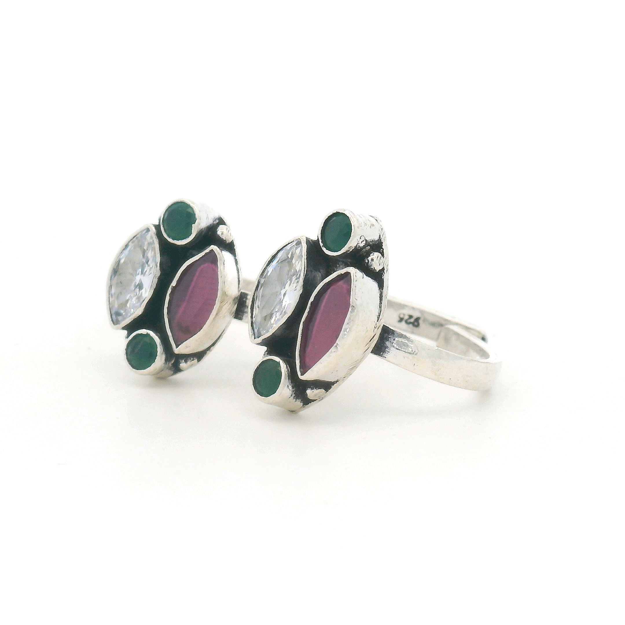 Elegant Silver and Gemstone Toe Rings