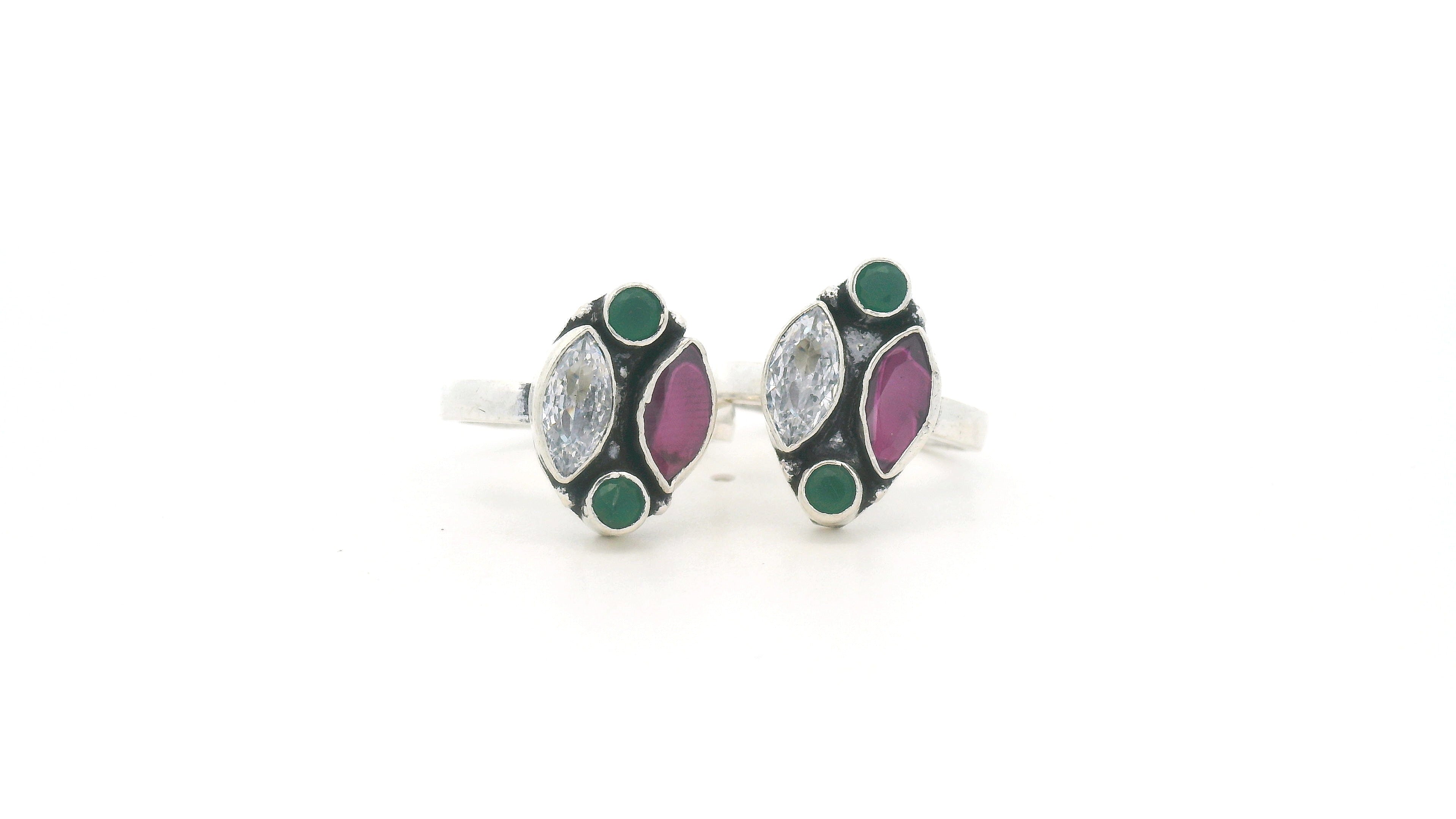 Elegant Silver and Gemstone Toe Rings