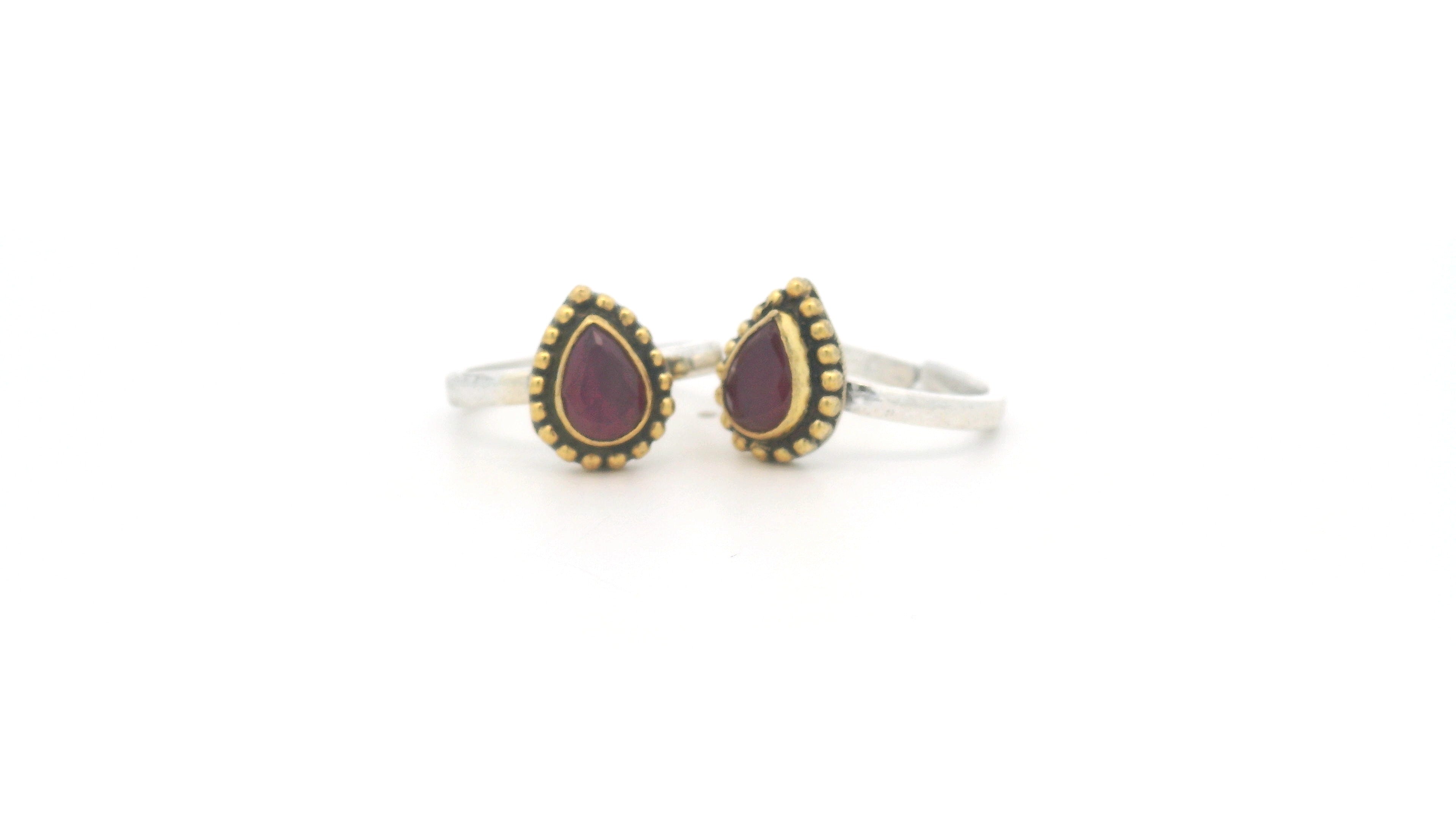 Elegant Teardrop Ruby Toe Ring