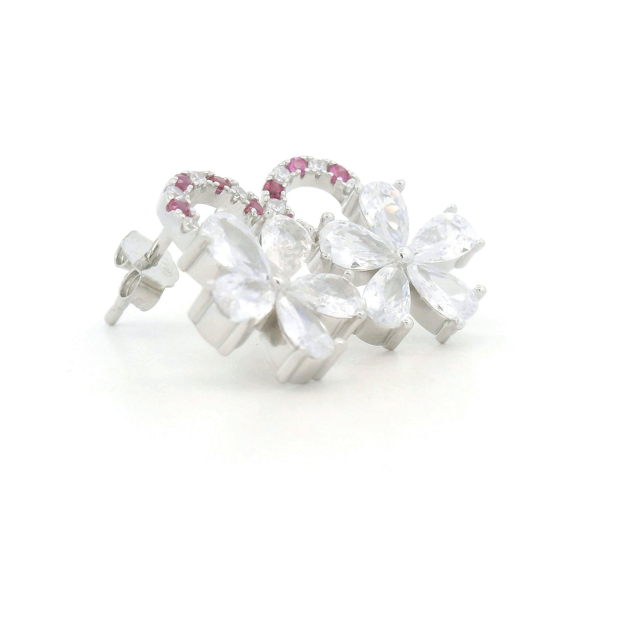 White Stone Flower Earring