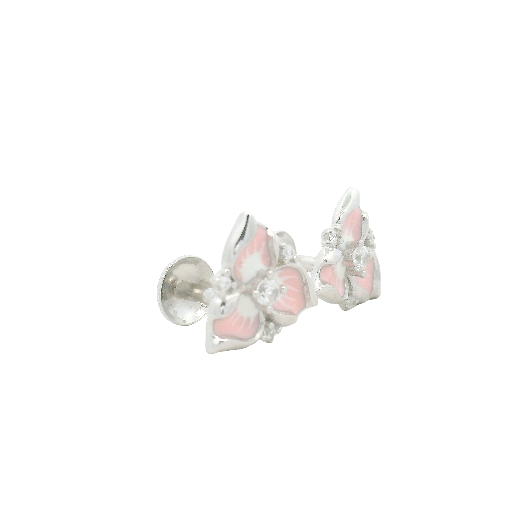 Floral Pink Earrings for Triangle Shaped