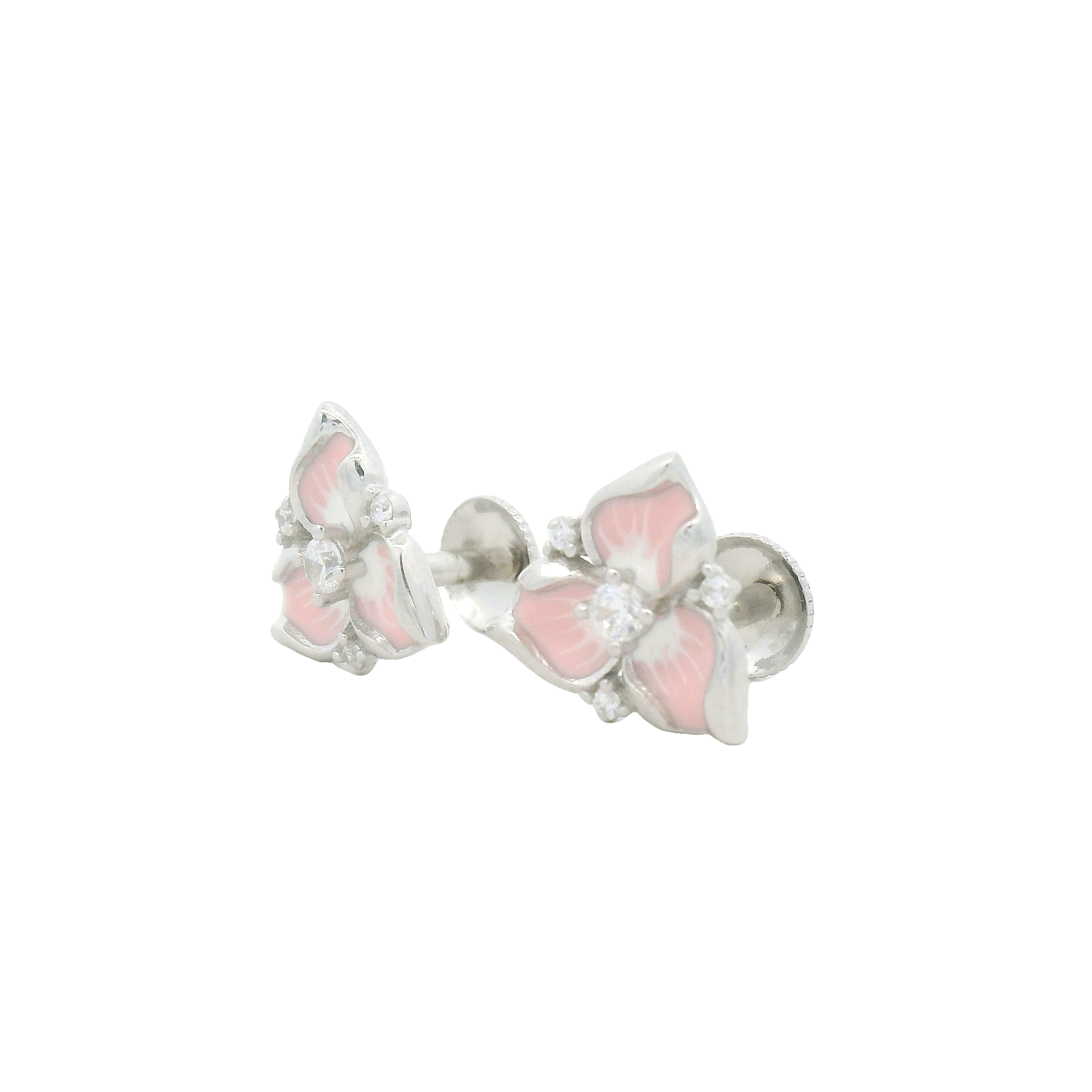 Floral Pink Earrings for Triangle Shaped