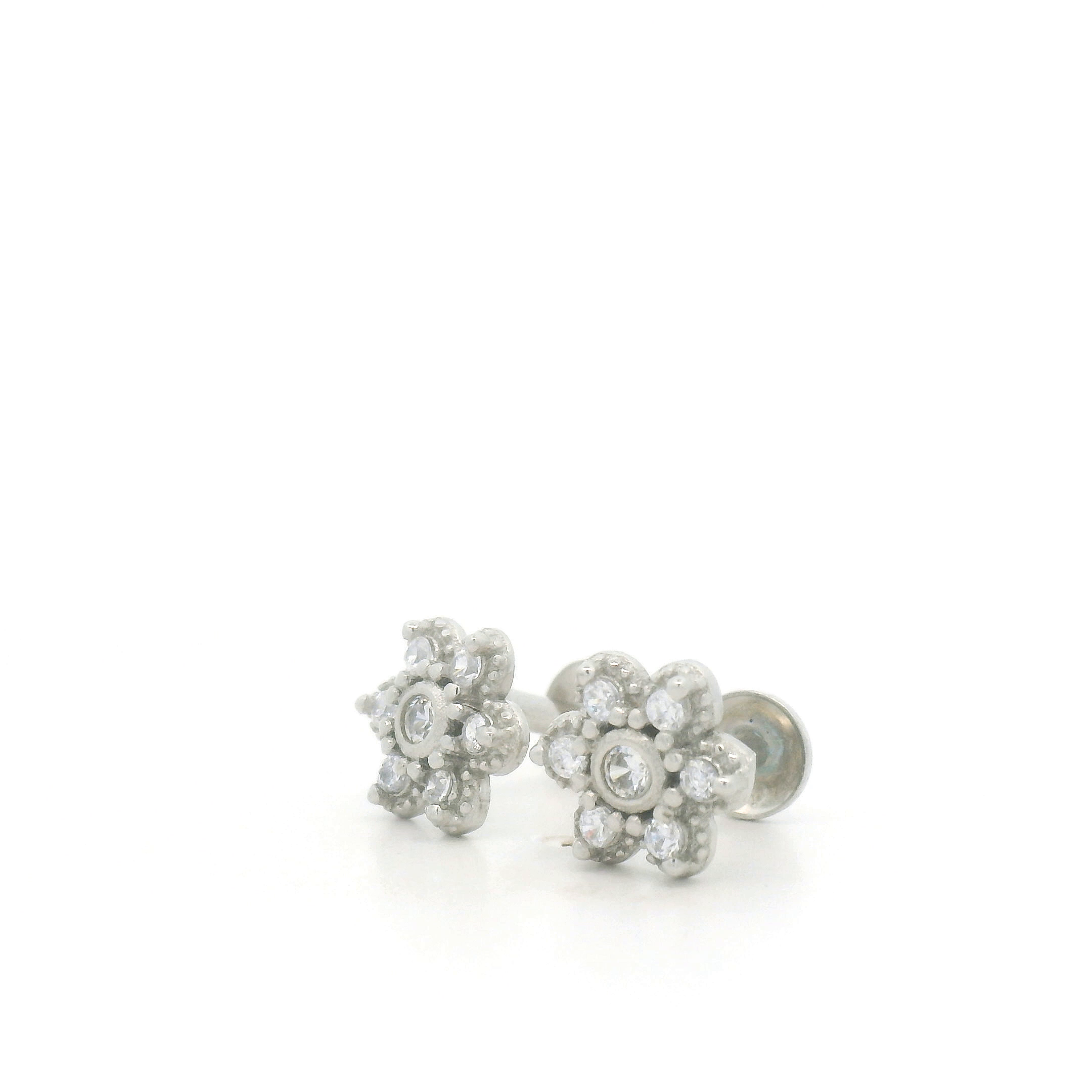 Elegant Silver Lotus Flower Stud Earrings – Perfect for Casual & Formal Looks