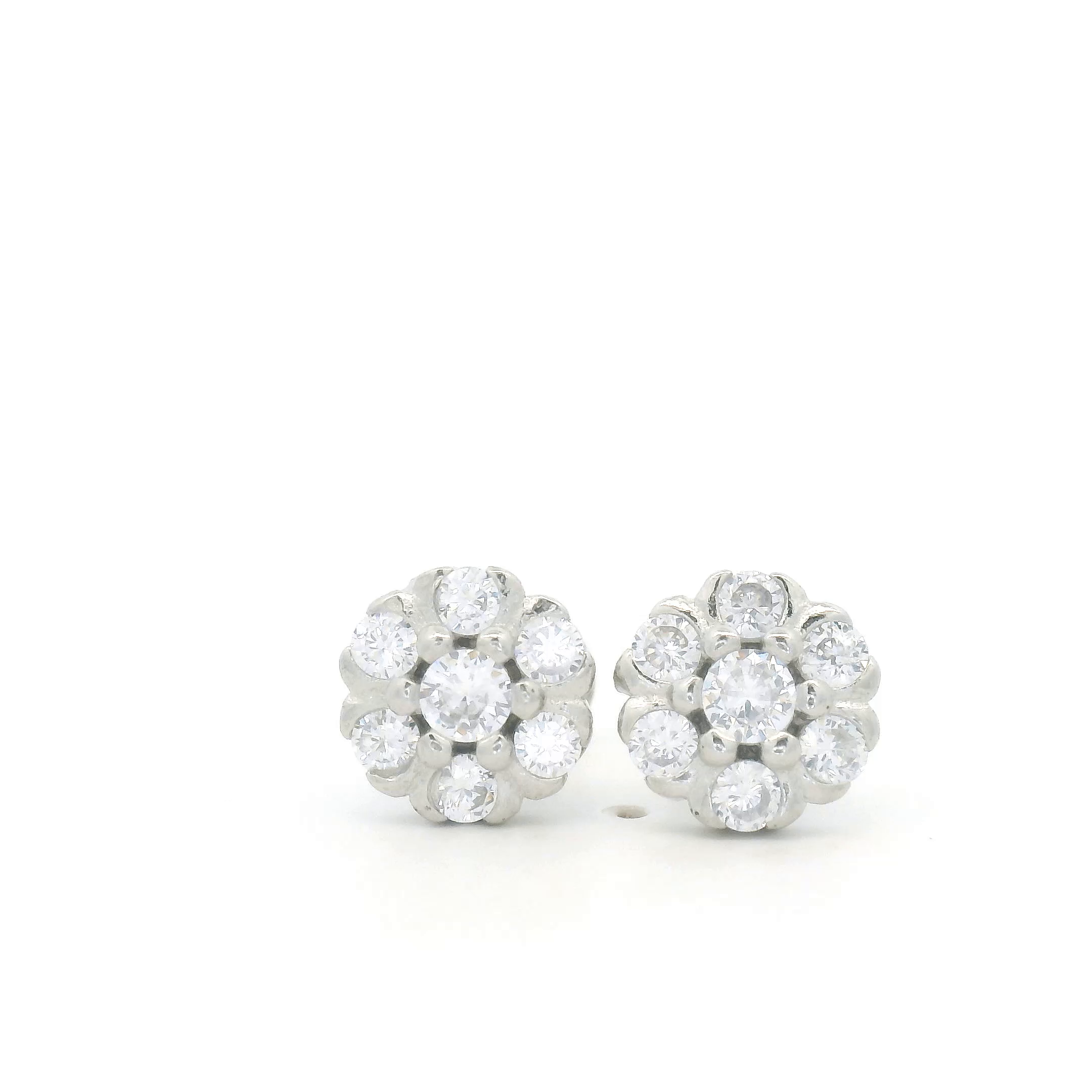 Flower Diamond Earrings for 925 Silver
