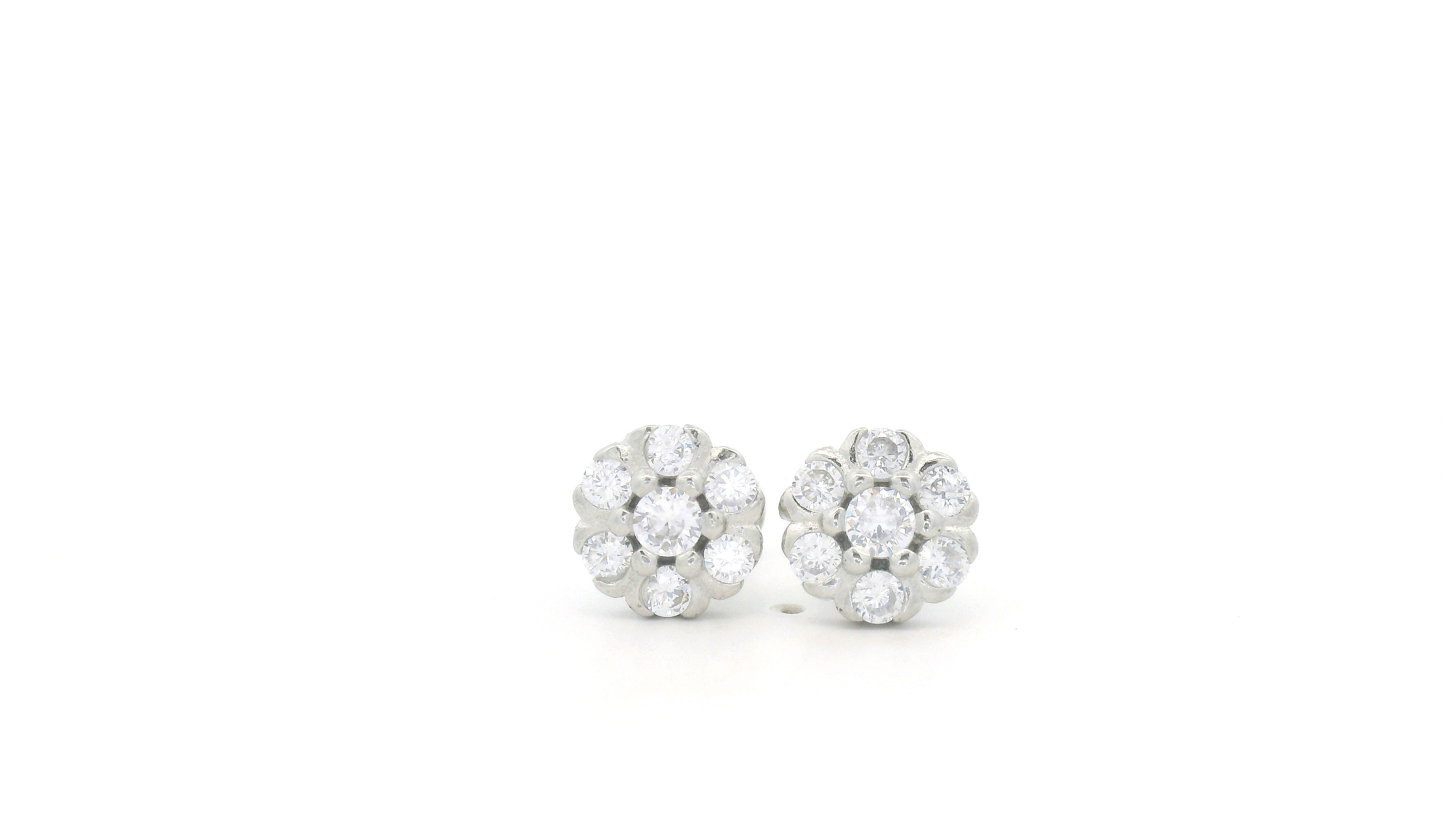Flower Diamond Earrings for 925 Silver