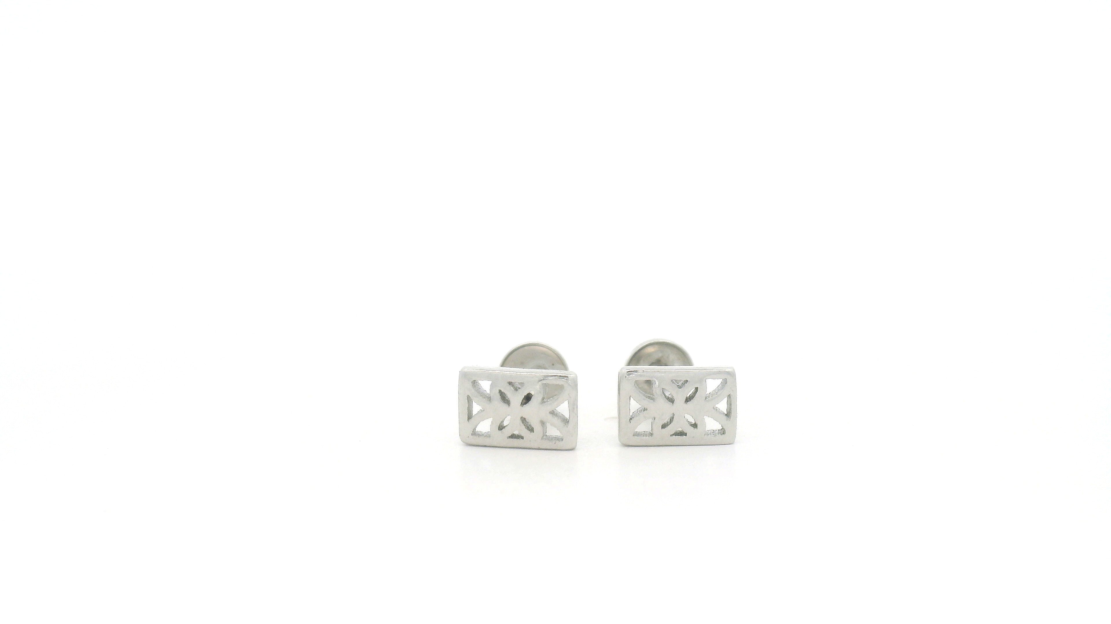 Silver Square Stud Earrings